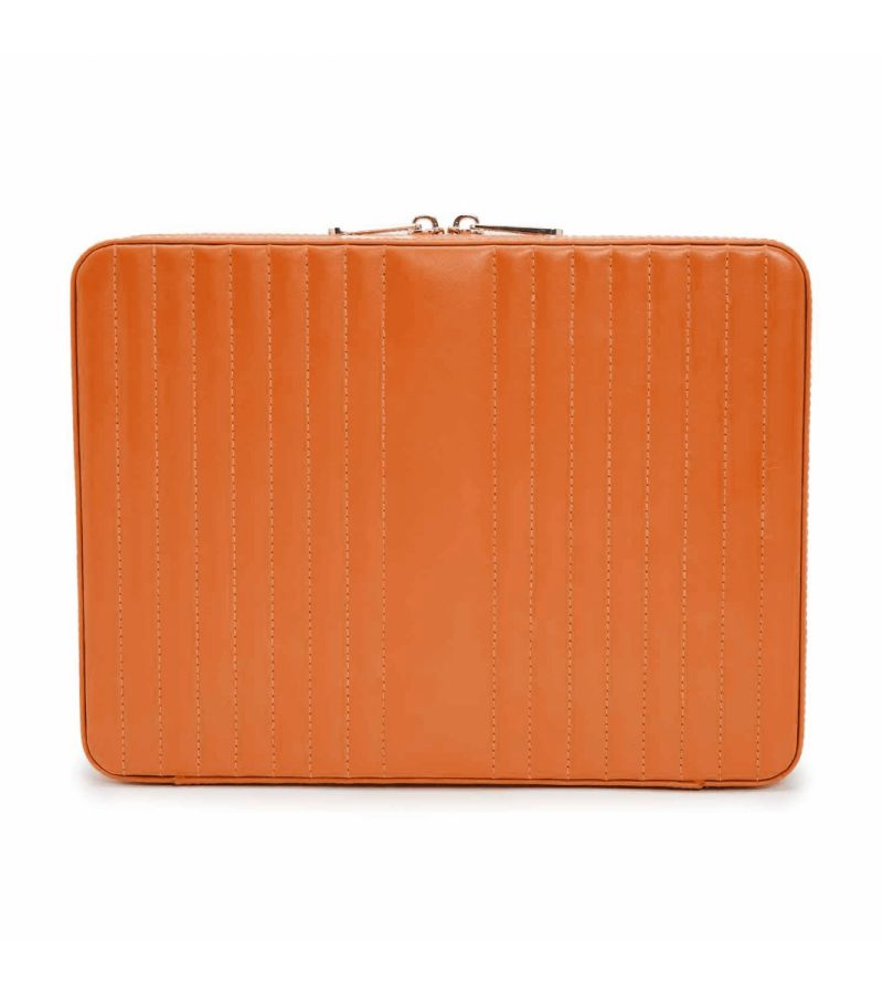 MARIA LARGE ZIP CASE, Material: Leather
Storage: 10 ring rolls, 2 open compartments, 1 lidded compartment, 2 drawstring pouches, 6 necklace snap-on hooks with pocket, 1 ring bar, one earring bar.
LusterLoc™: Allows the fabric lining the inside of your jewellery cases to absorb the hostile gases known to cause tarnishing. Under typical storage conditions, it can prevent tarnishing for up to 35 years
, Gifts, WOLF DESIGNS, INC