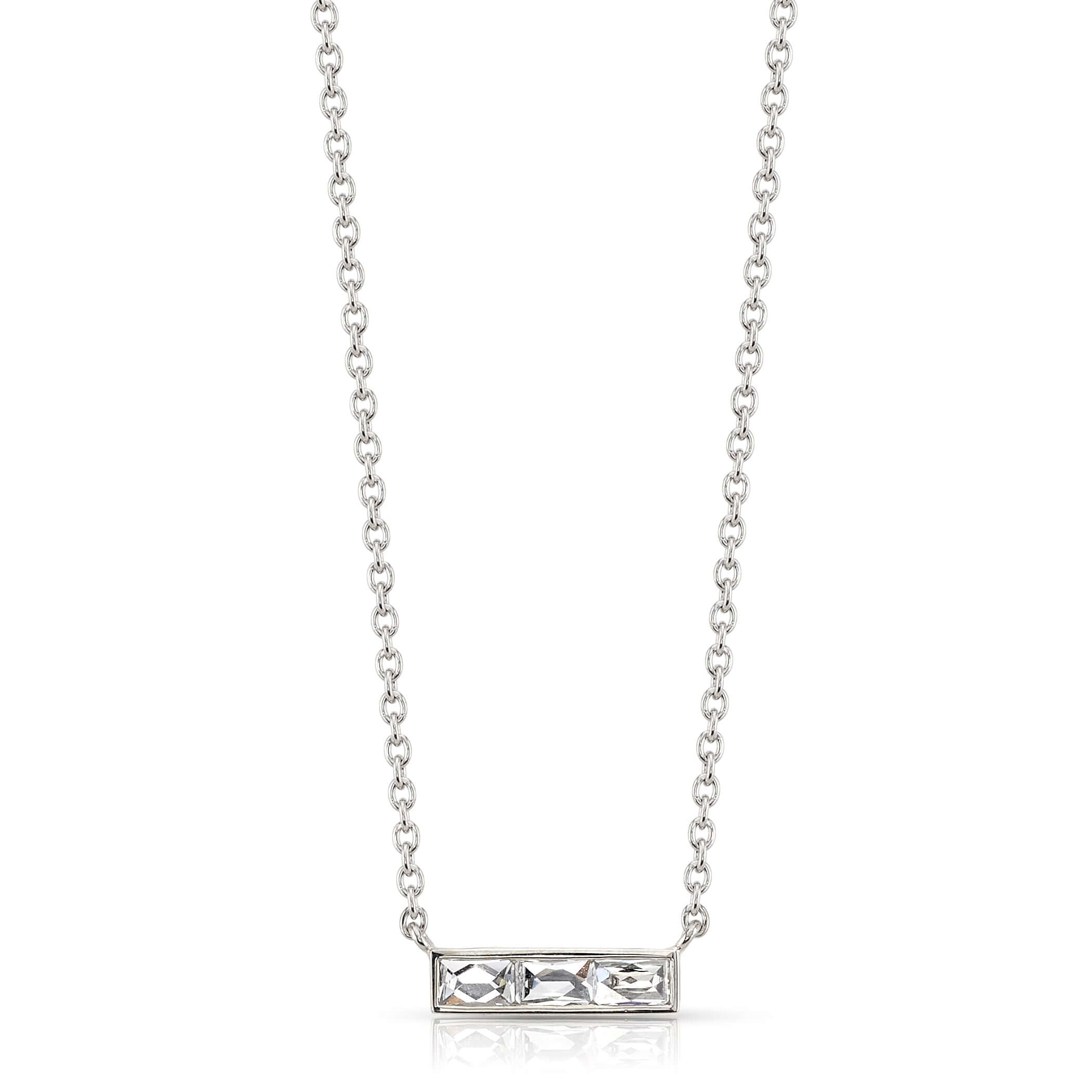 SINGLE STONE MONET NECKLACE featuring Approximately 0.40ctw G-H/VS French cut diamonds set in a handcrafted bar pendant. Necklace measures 17".