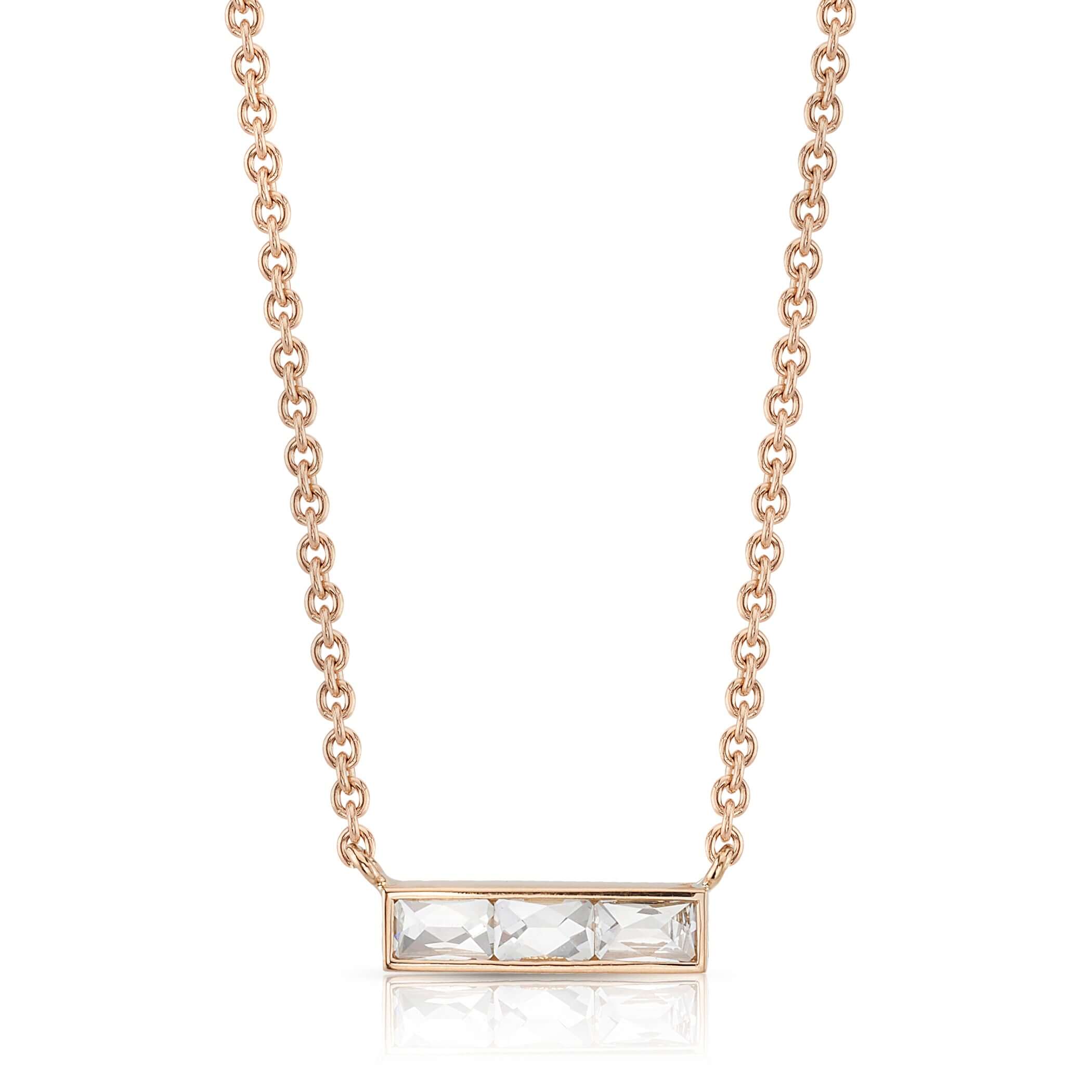 SINGLE STONE MONET NECKLACE featuring Approximately 0.40ctw G-H/VS French cut diamonds set in a handcrafted bar pendant. Necklace measures 17".
