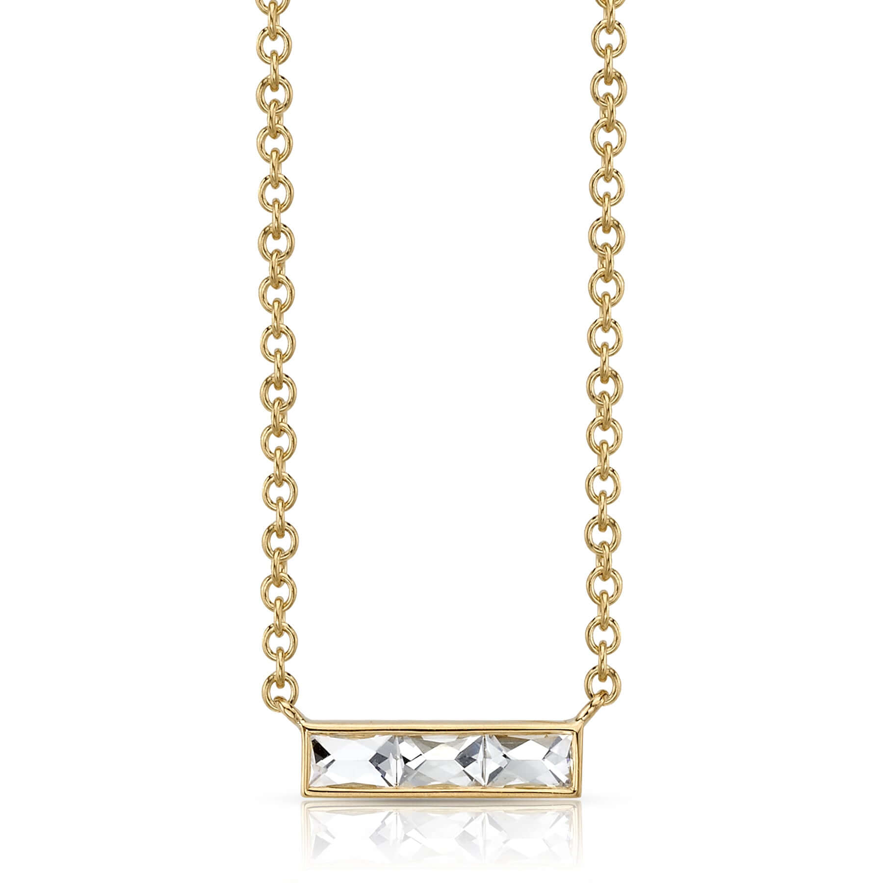 SINGLE STONE MONET NECKLACE featuring Approximately 0.40ctw G-H/VS French cut diamonds set in a handcrafted bar pendant. Necklace measures 17".