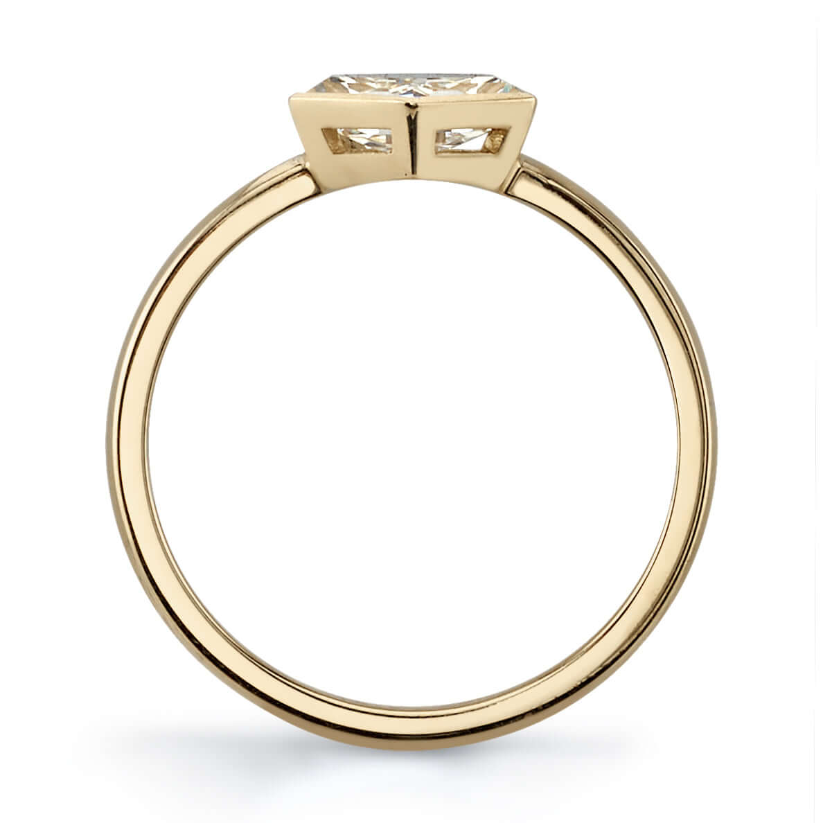 SINGLE STONE WYLER RING featuring 1.18ct L/VS2 GIA certified hexagonal cut diamond set in a handcrafted 18K yellow gold mounting.