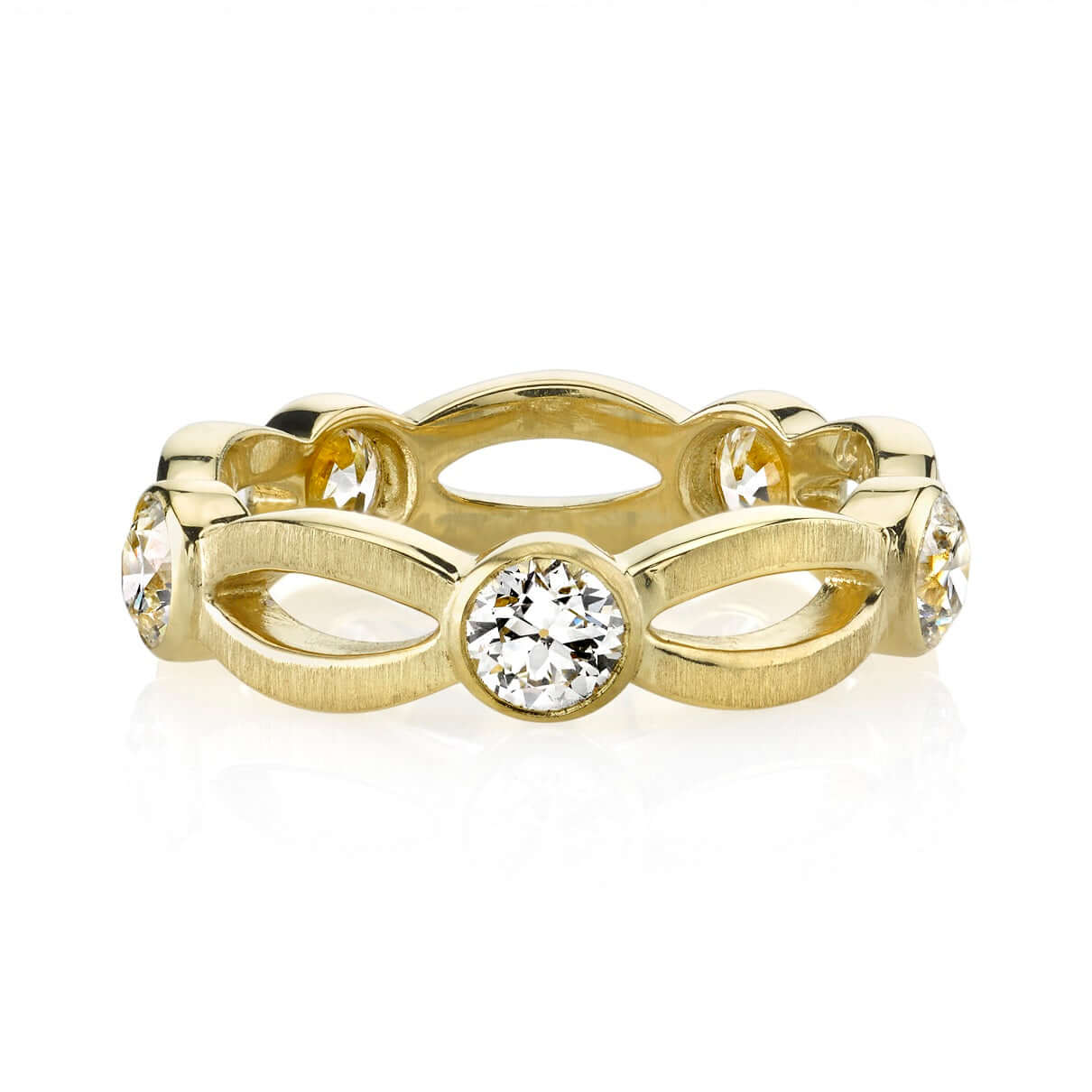 SINGLE STONE COCO BAND | 1.26ctw G-H/VS-SI old European cut diamonds bezel set in a handcrafted 18K yellow gold band. Approximate band width 5mm. Band is currently a size 6.