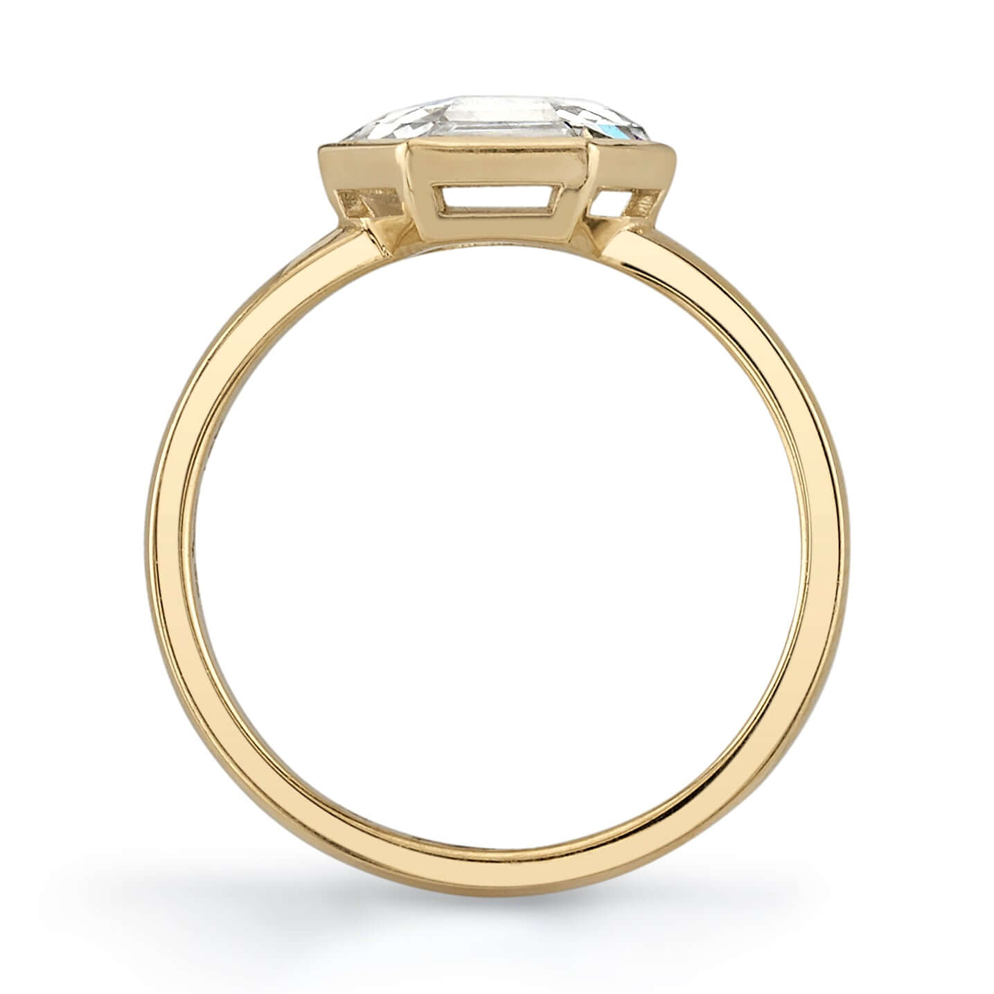 SINGLE STONE WYLER RING featuring 1.47ct K/VS2 GIA certified hexagonal portrait cut diamond set in a handcrafted 18K yellow gold mounting.