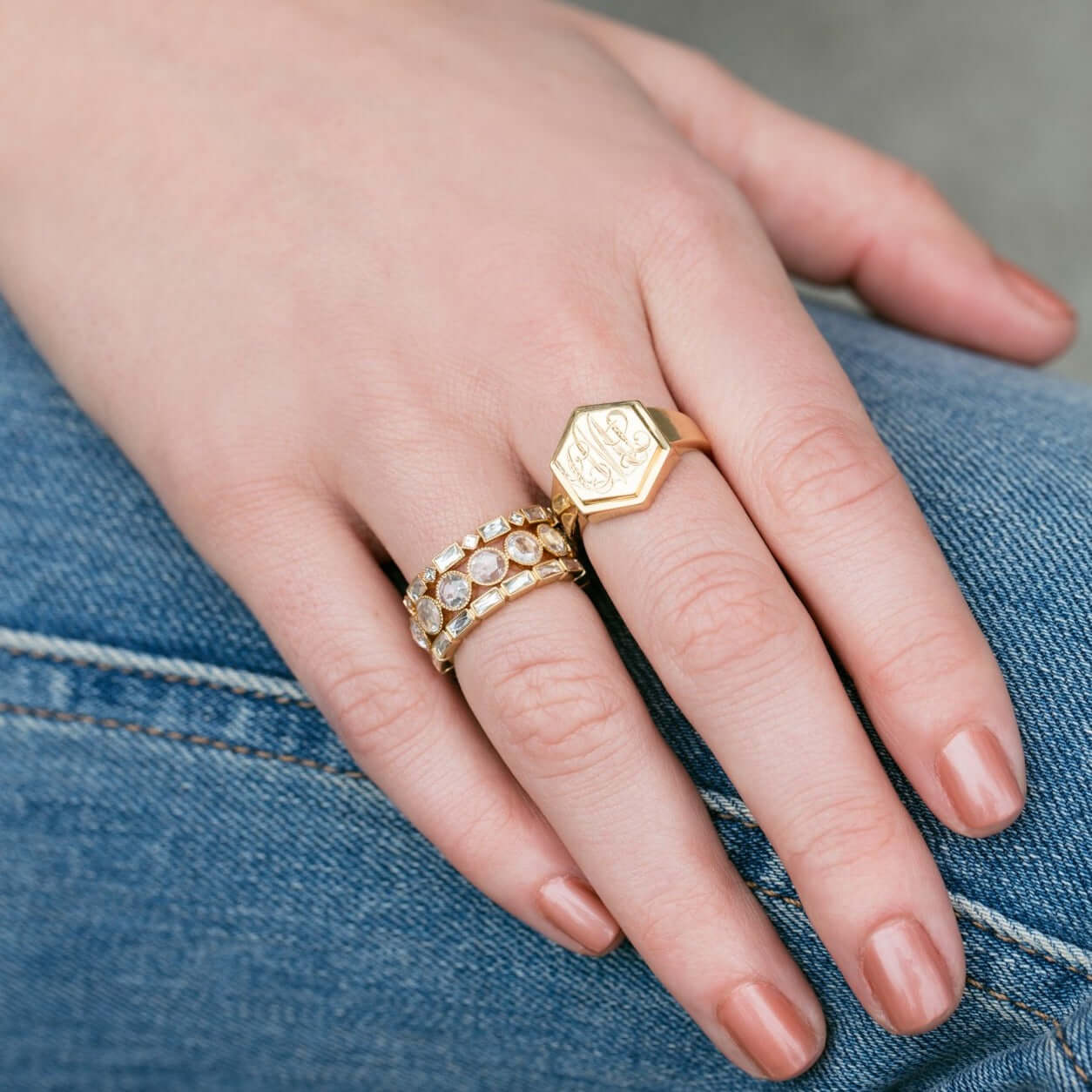 SINGLE STONE SMALL JULIA BAND | Approximately 0.75ctw G-H/VS French cut diamonds bezel set in a handcrafted eternity band. Approximate band with 2.1mm. Please inquire for additional customization.