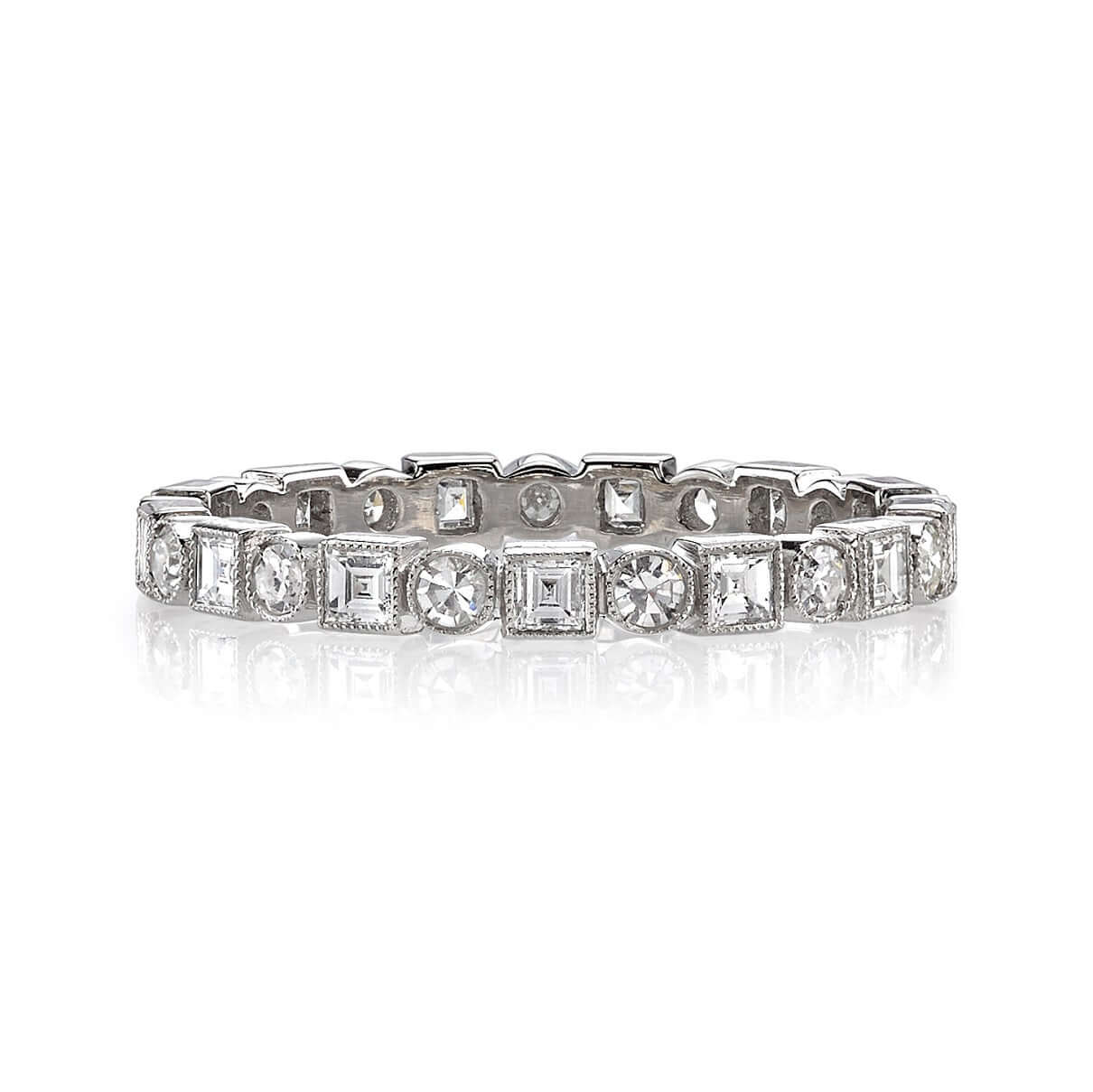 SINGLE STONE ADDIE BAND | Approximately 0.95ctw G-H/VS carré and old European cut diamonds set in a handcrafted eternity band. Approximate band width 2.6mm. Please inquire for additional customization.