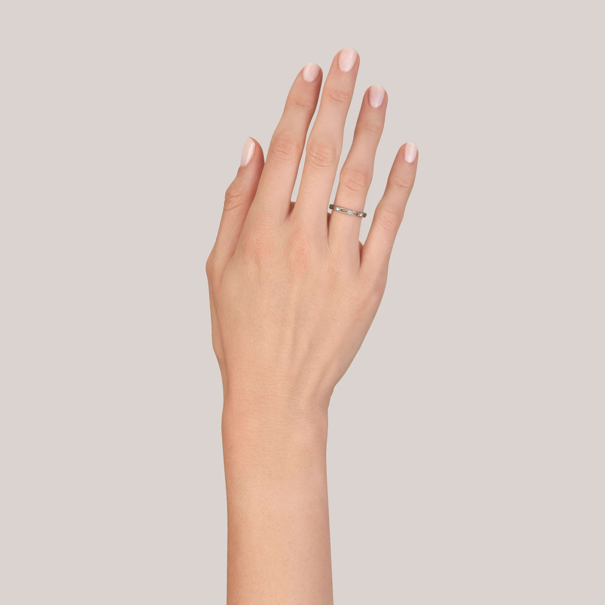 SINGLE STONE ALEXANDER BAND | Approximately 0.20ctw G-H/VS old European cut diamonds set in a handcrafted eternity band. Approximate band width 2.3mm. Please inquire for additional customization.