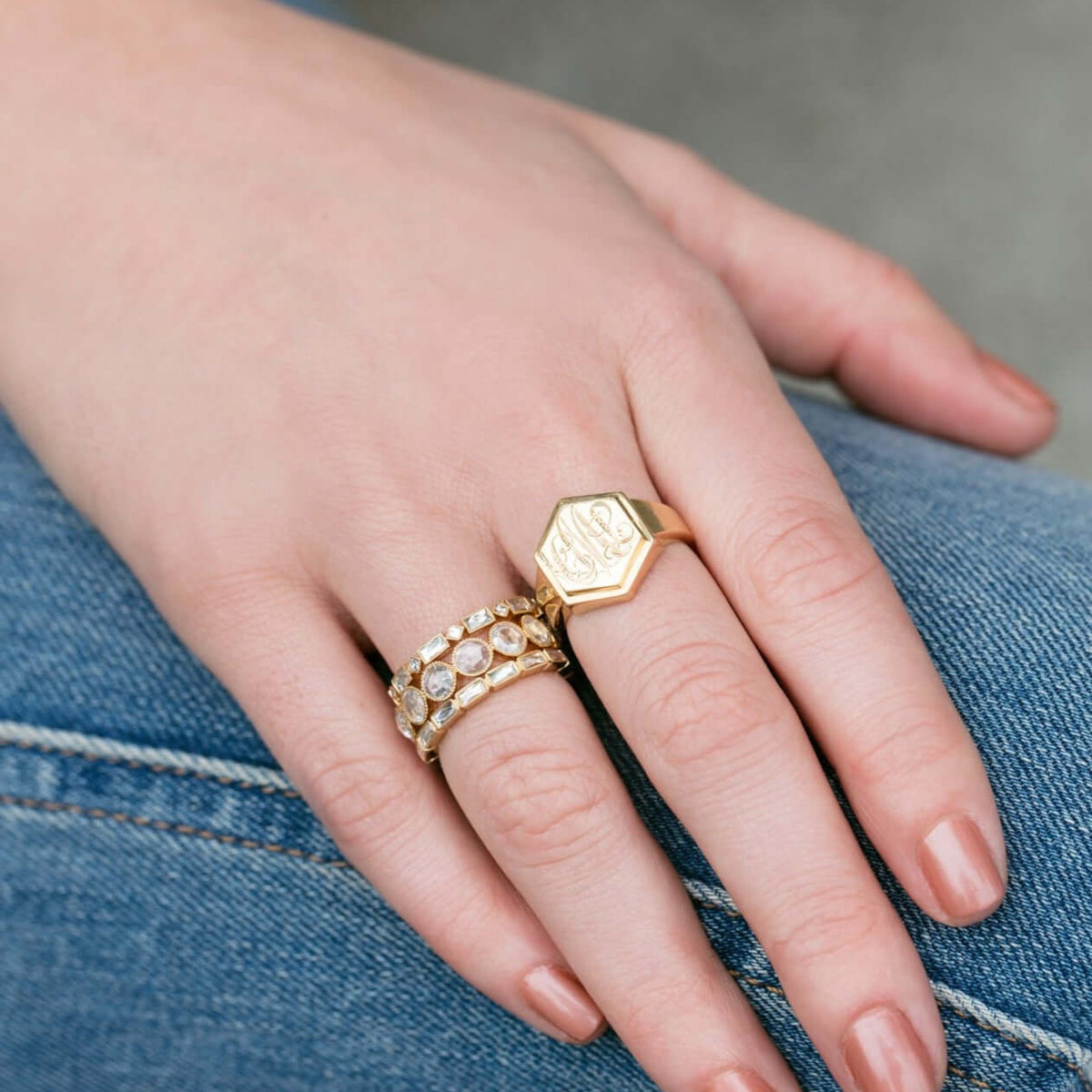 SINGLE STONE LARGE ROSE CUT GABBY BAND | Approximately 2.00ctw G-H/VS-SI Rose cut diamonds bezel set in a handcrafted eternity band. Approximate band width 4.8mm. Please inquire for additional customization.