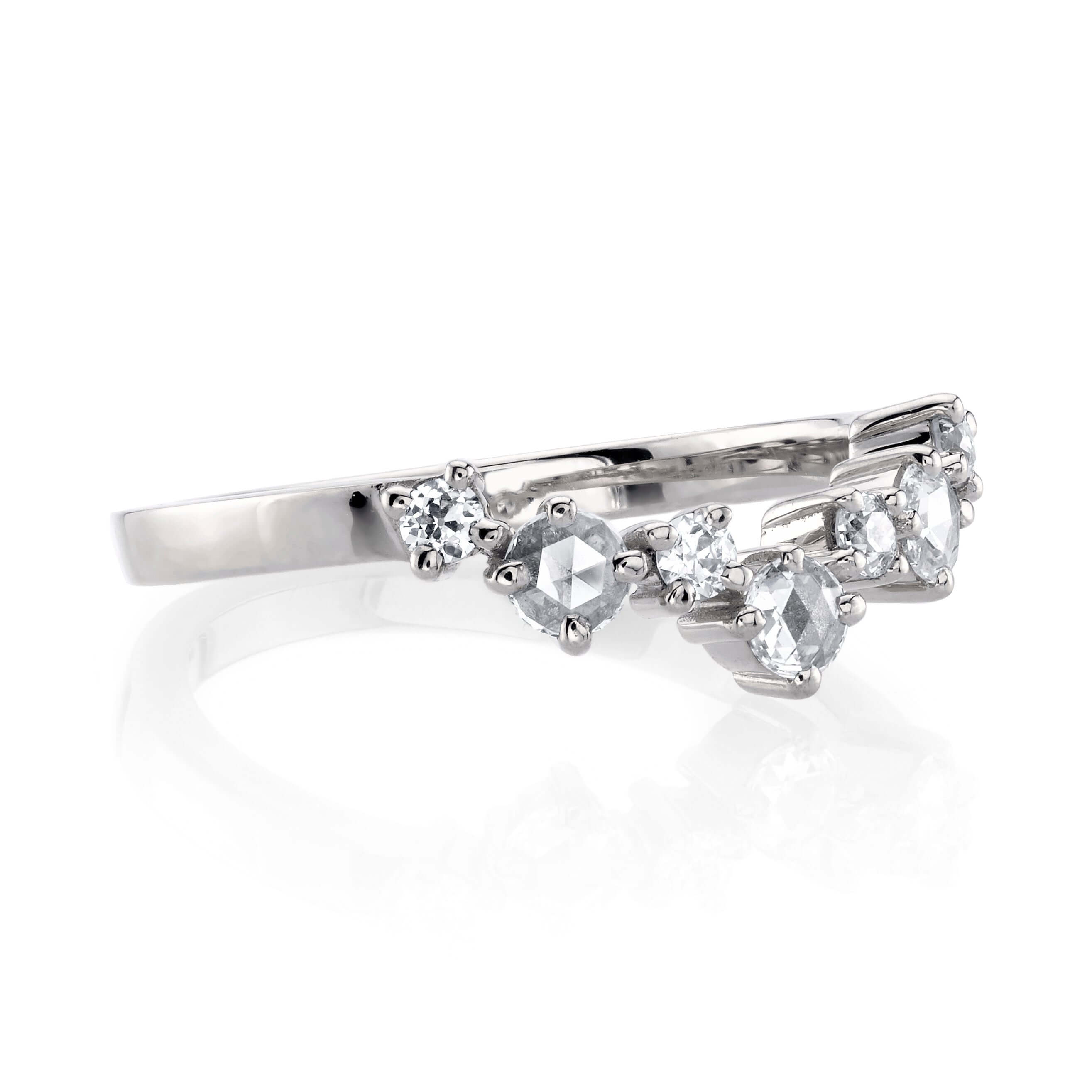 SINGLE STONE BROOKE BAND | 2mm handcrafted prong-set curved band with approximately 0.30ctw mixed old European and rose cut diamonds. Please inquire for additional customization.