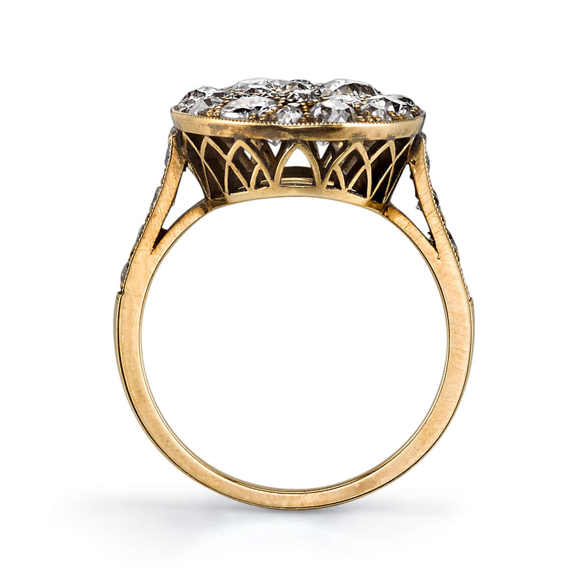 SINGLE STONE SMALL OVAL COBBLESTONE RING RING featuring Approximately 2.20ctw various old cut and round brilliant cut diamonds set in a handcrafted 18K yellow gold mounting. Available in a polished or oxidized finish. Prices may vary according to total di