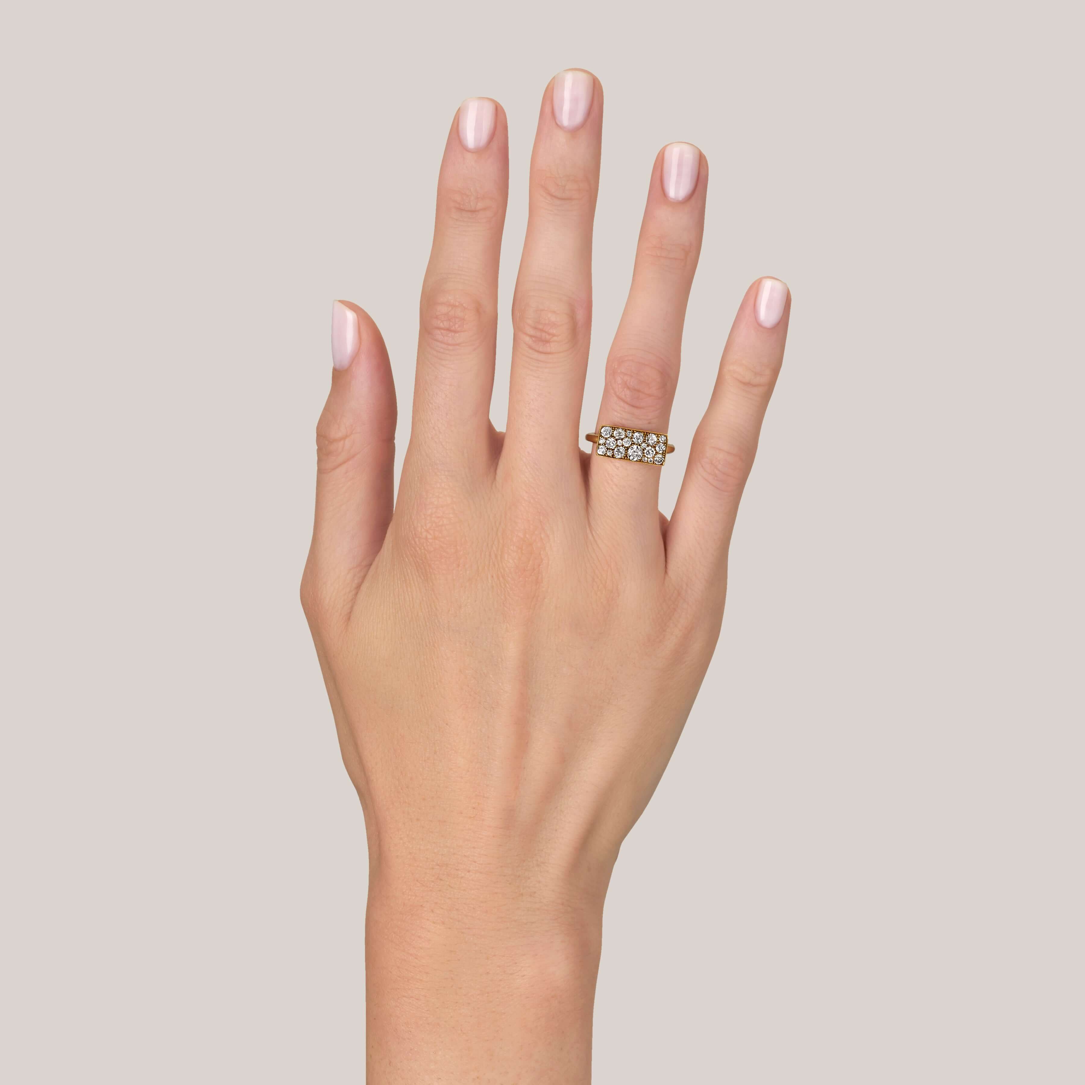 SINGLE STONE MILO COBBLESTONE RING RING featuring 0.95ctw various old cut and round brilliant cut diamonds set in a handcrafted 18K yellow gold mounting. Price may vary according to total diamond weight. *Cobblestone pattern may vary from piece to piece