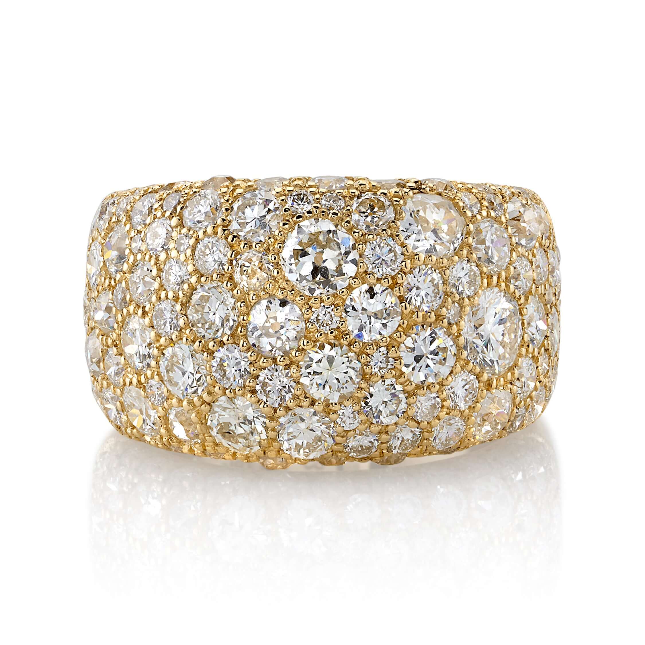 SINGLE STONE COBBLESTONE SIENNA RING featuring Approximately 4.00ctw varying old cut and round brilliant cut diamonds set in a handcrafted 18K yellow gold dome band. *Cobblestone pattern may vary from piece to piece