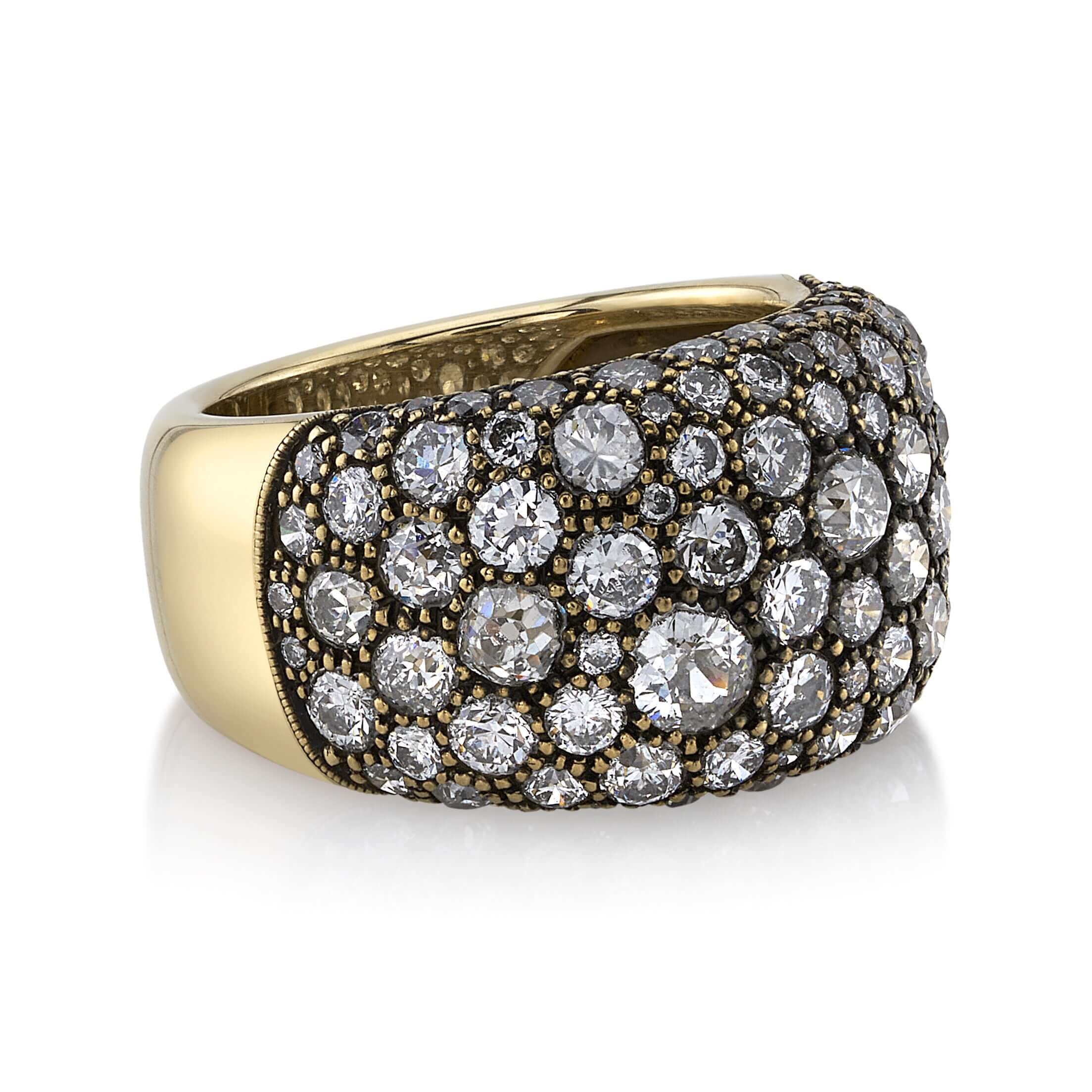 SINGLE STONE COBBLESTONE SIENNA RING featuring Approximately 4.00ctw varying old cut and round brilliant cut diamonds set in a handcrafted 18K yellow gold dome band. *Cobblestone pattern may vary from piece to piece