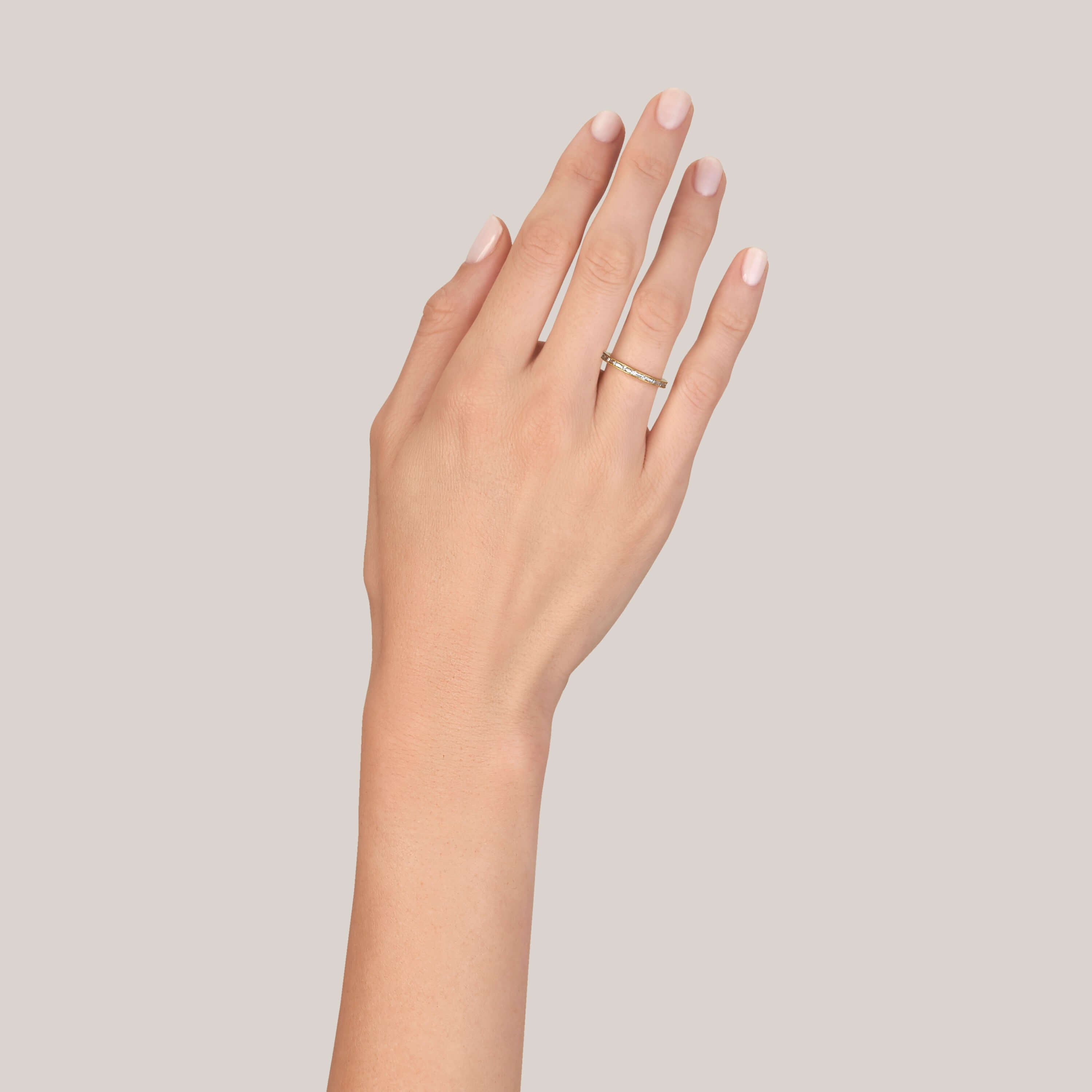 SINGLE STONE EMMA BAND | Approximately 0.90ctw G-H/VS French cut diamonds channel set in a handcrafted eternity band. Approximate band width 2mm. Please inquire for additional customization.