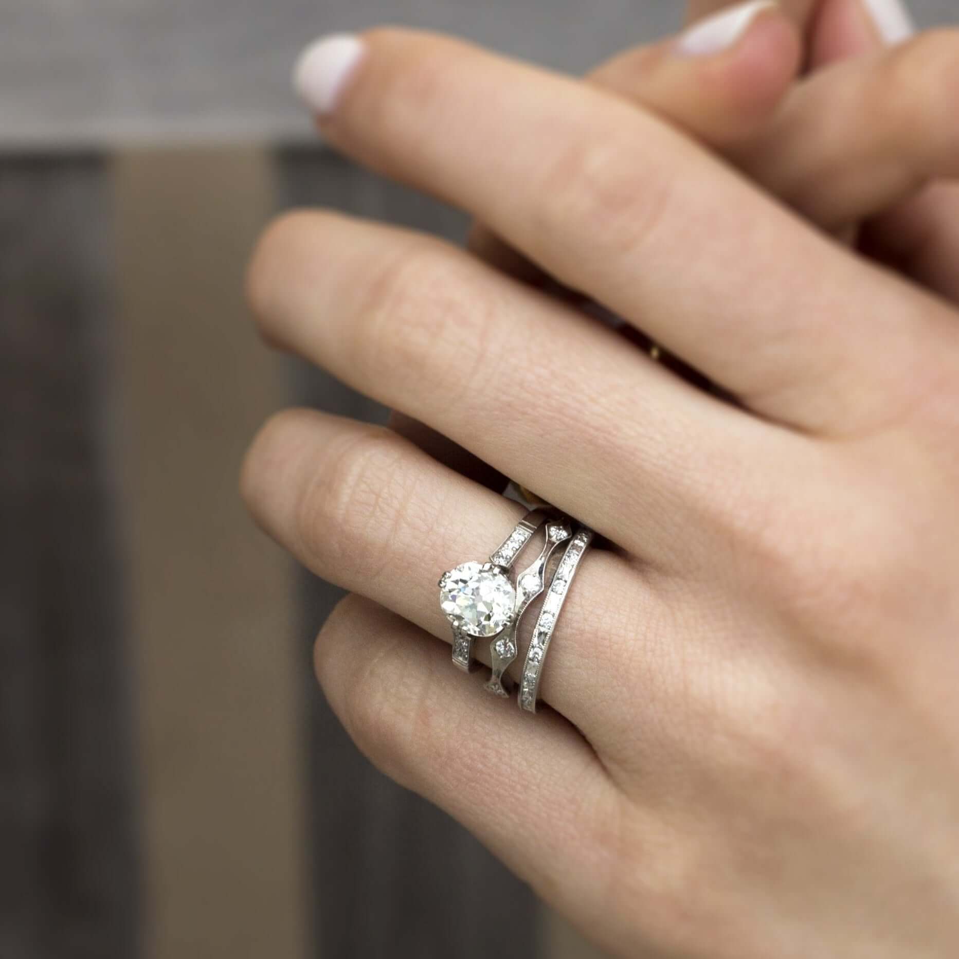 SINGLE STONE PAIGE BAND | Approximately 0.75ctw G-H/VS alternating French and old European cut diamonds channel set in a handcrafted eternity band. Approximate band with 2.1mm. Please inquire for additional customization.