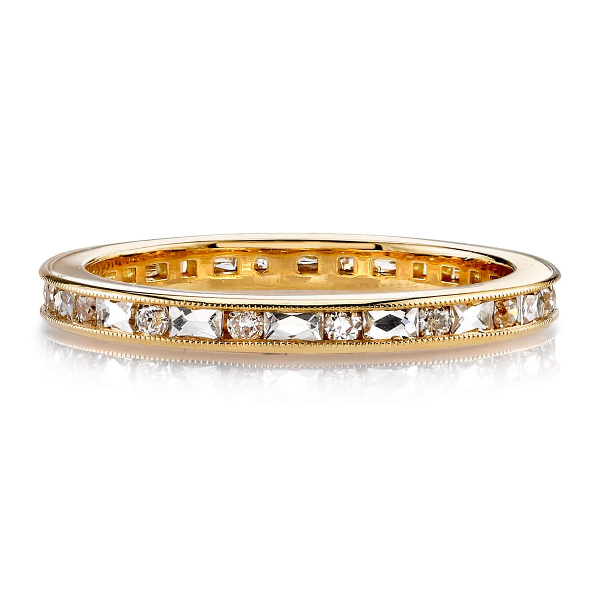 SINGLE STONE MICHELLE BAND | Approximately 0.65ctw French cut and old European cut diamonds set in a handcrafted channel set eternity band. Approximate band width 2.1mm. All of our jewelry is individually made to order in Los Angeles, please allow 6-8 we