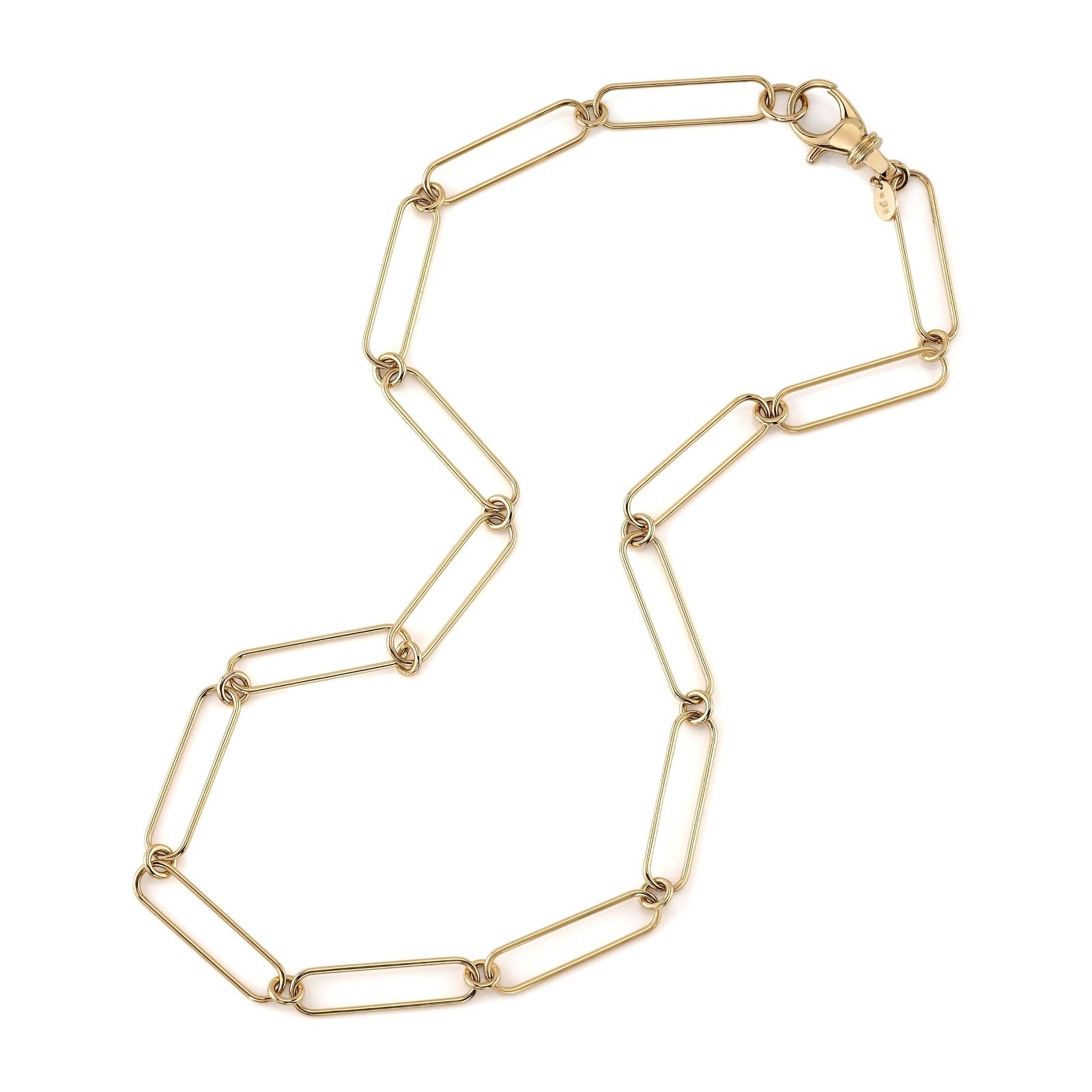 SINGLE STONE HUNTLEY featuring Handcrafted 18K yellow gold large paperclip and round link necklace. Charms sold separately. Necklace measures 20.5" Price does not include charms.