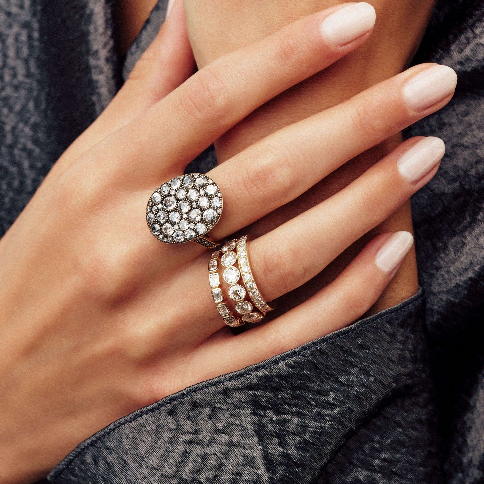 SINGLE STONE CARMELA SMALL BAND | Approximately 1.00ctw G-H/VS old European cut diamonds channel set in a handcrafted eternity band. Approximate band width 2.8mm. Please inquire for additional customization.