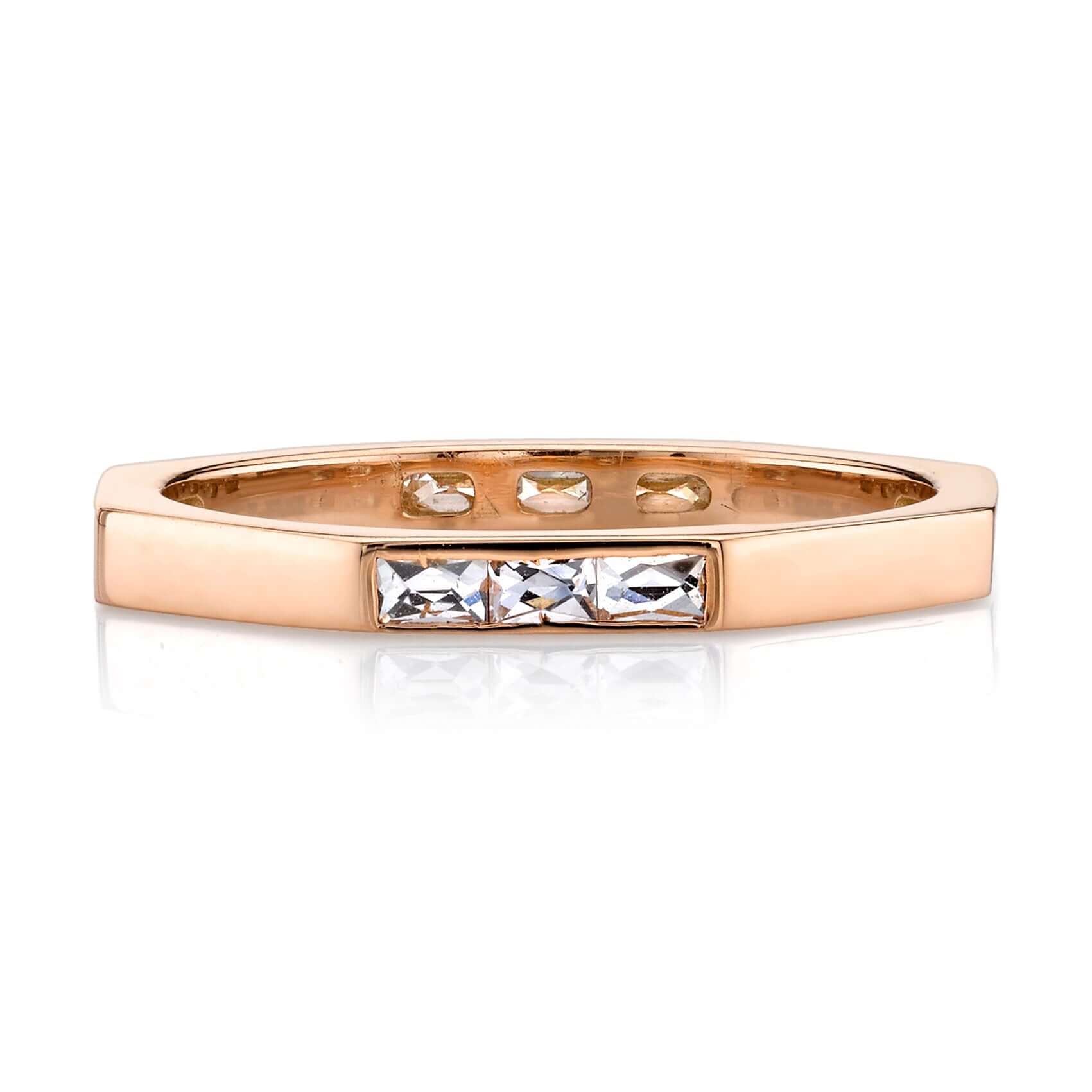 SINGLE STONE JACQUELINE BAND | Approximately 0.40ctw G-H/VS French cut diamonds set in a handcrafted sectional band. Approximate band width 2mm. Please inquire for additional customization.