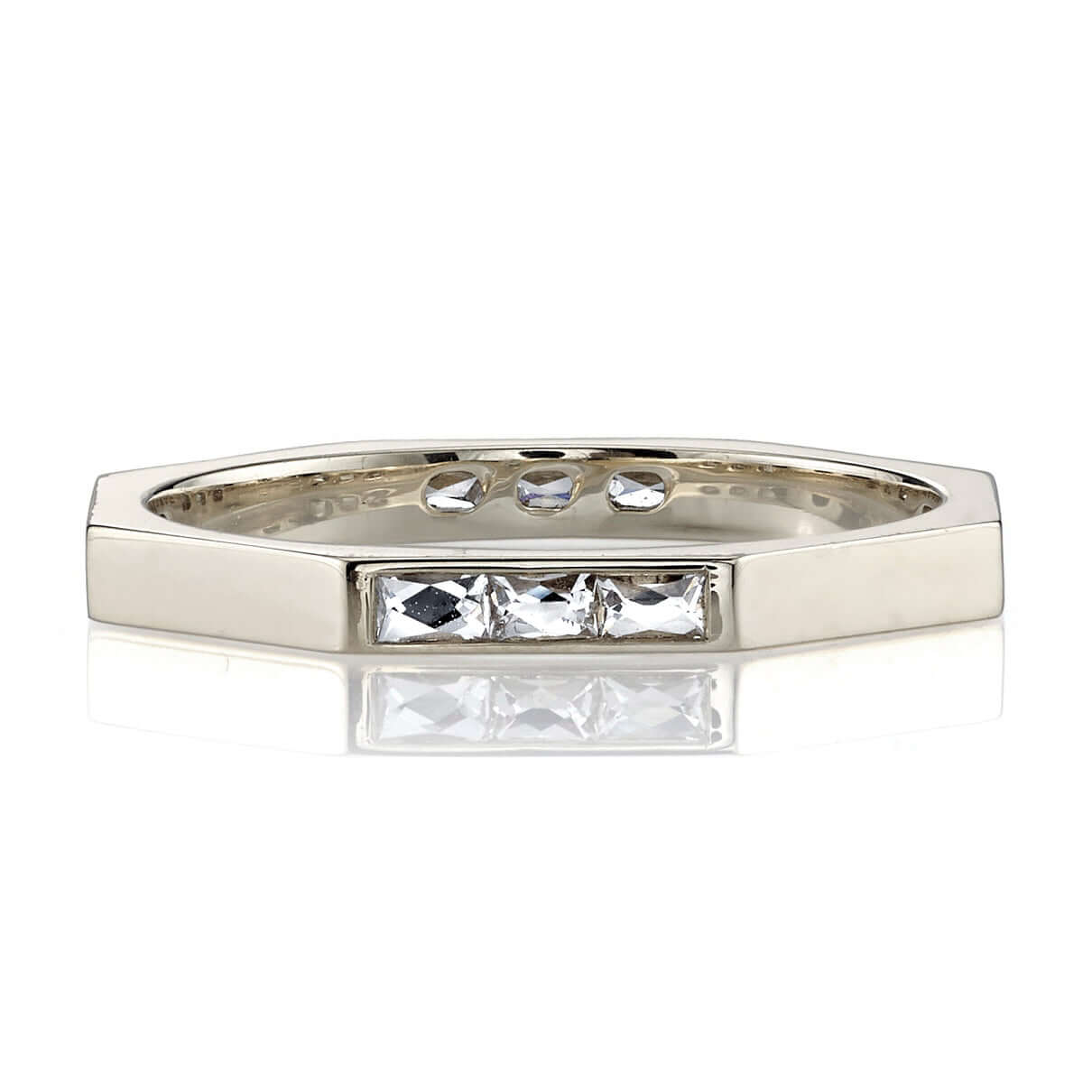 SINGLE STONE JACQUELINE BAND | Approximately 0.40ctw G-H/VS French cut diamonds set in a handcrafted sectional band. Approximate band width 2mm. Please inquire for additional customization.