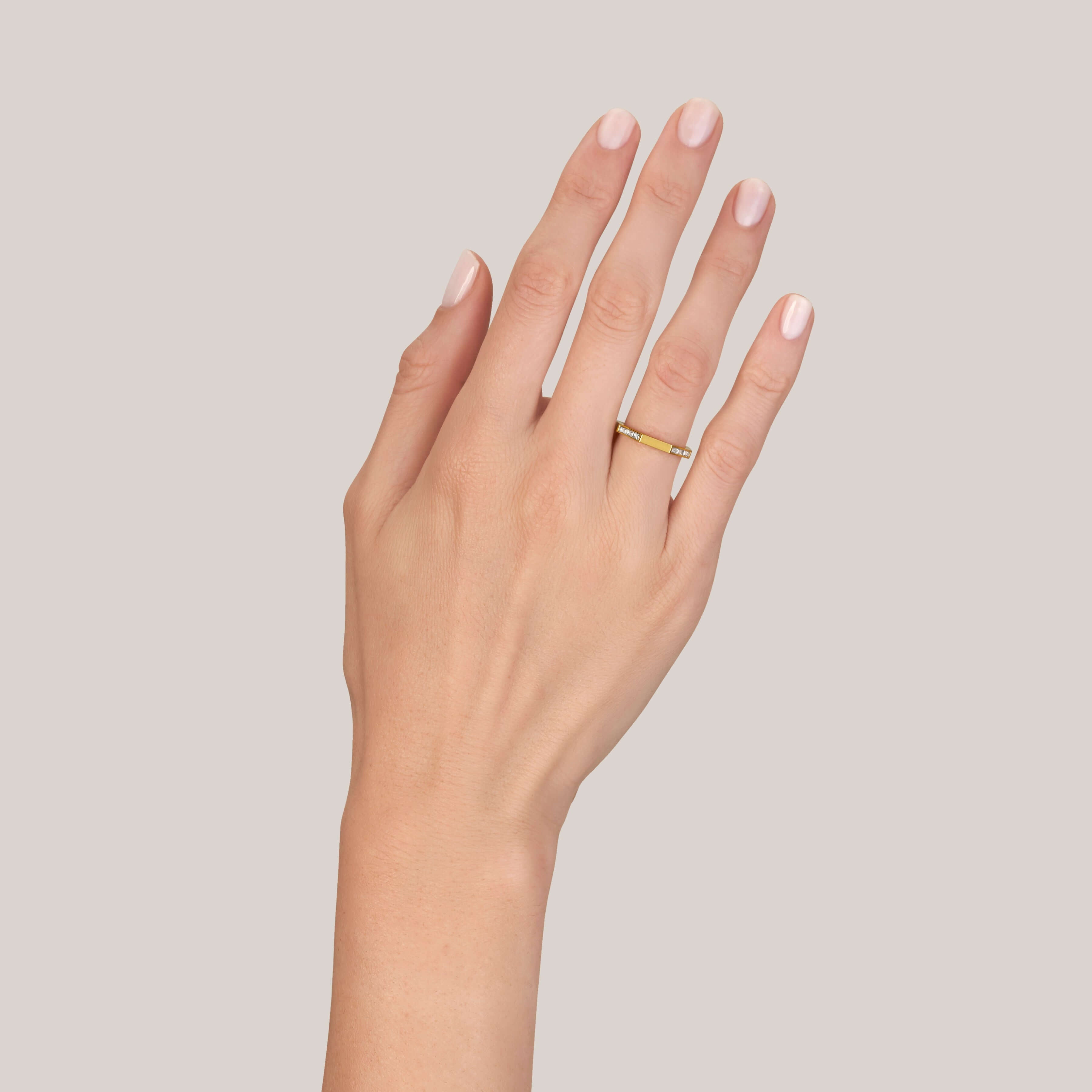 SINGLE STONE JACQUELINE BAND | Approximately 0.40ctw G-H/VS French cut diamonds set in a handcrafted sectional band. Approximate band width 2mm. Please inquire for additional customization.