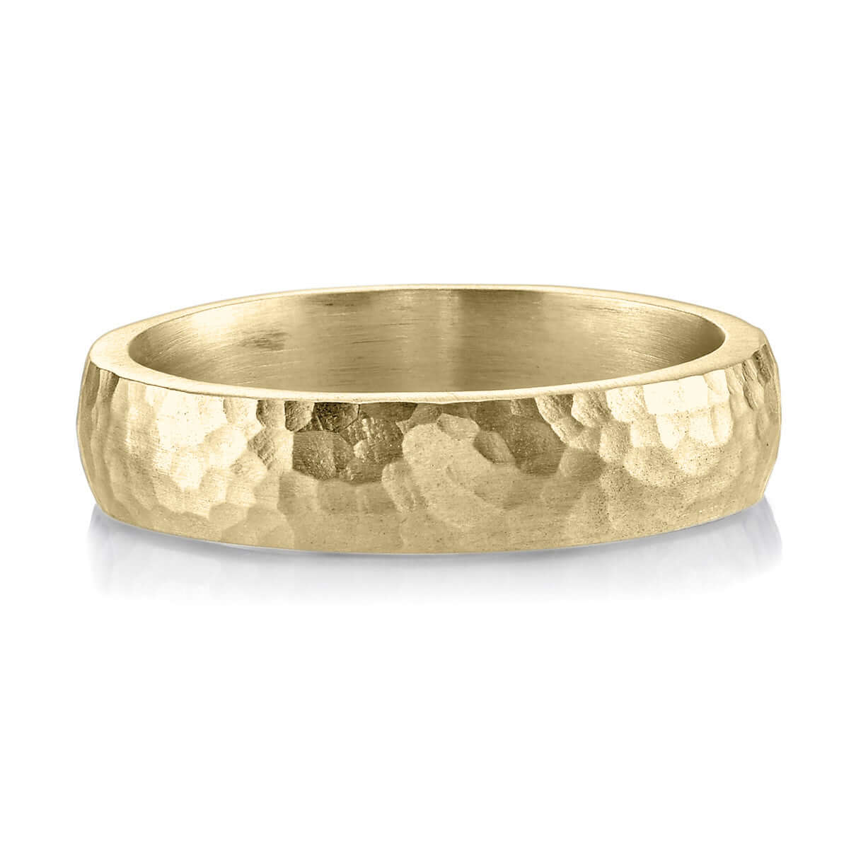 SINGLE STONE JOSEPH HAMMERED 5MM BAND | 5mm handcrafted hammered finish Men's band.