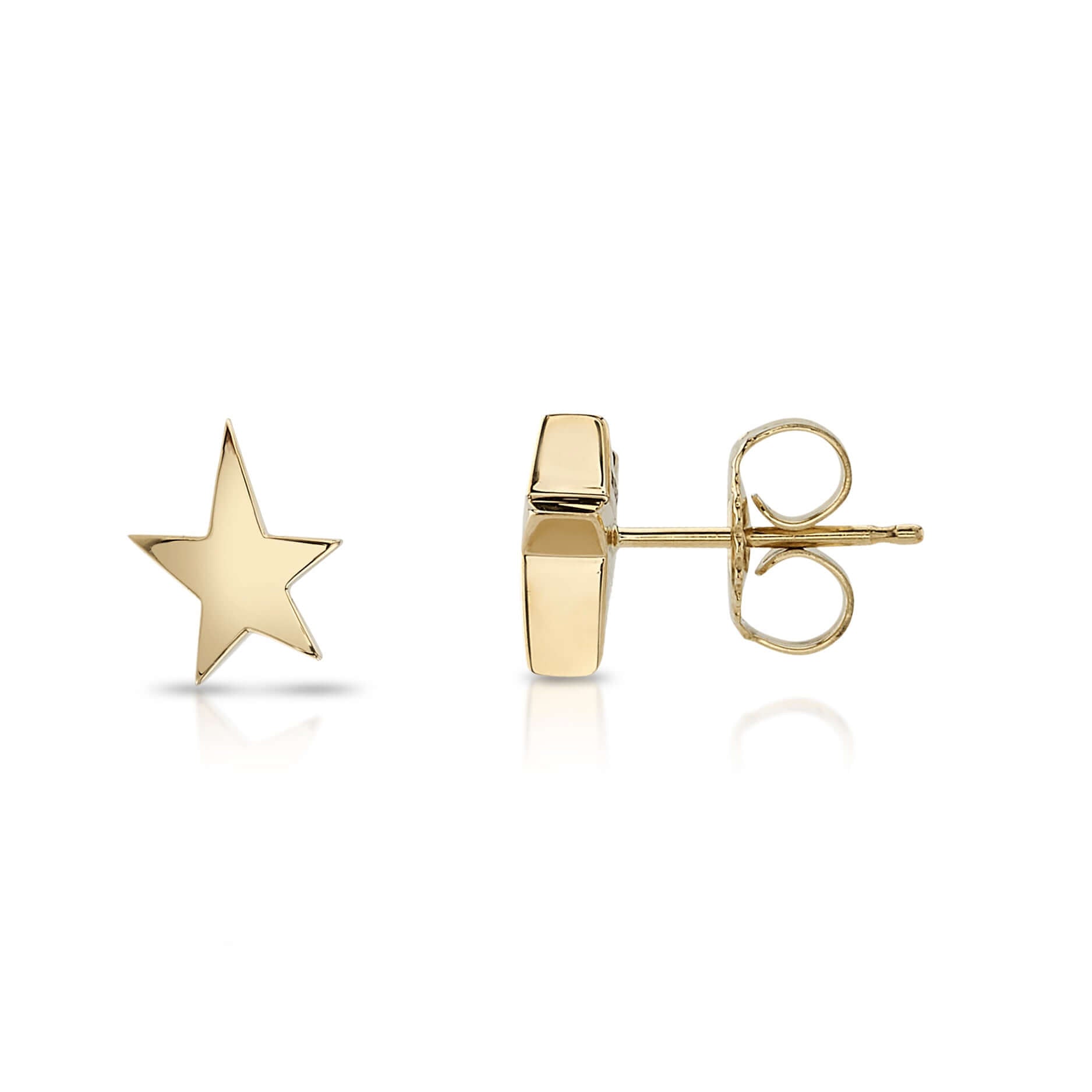SINGLE STONE MINI KINSLEY STUDS | Earrings featuring Handcrafted 18K yellow gold asymmetrical star shaped stud earrings. Studs measure 7mm x 8mm.