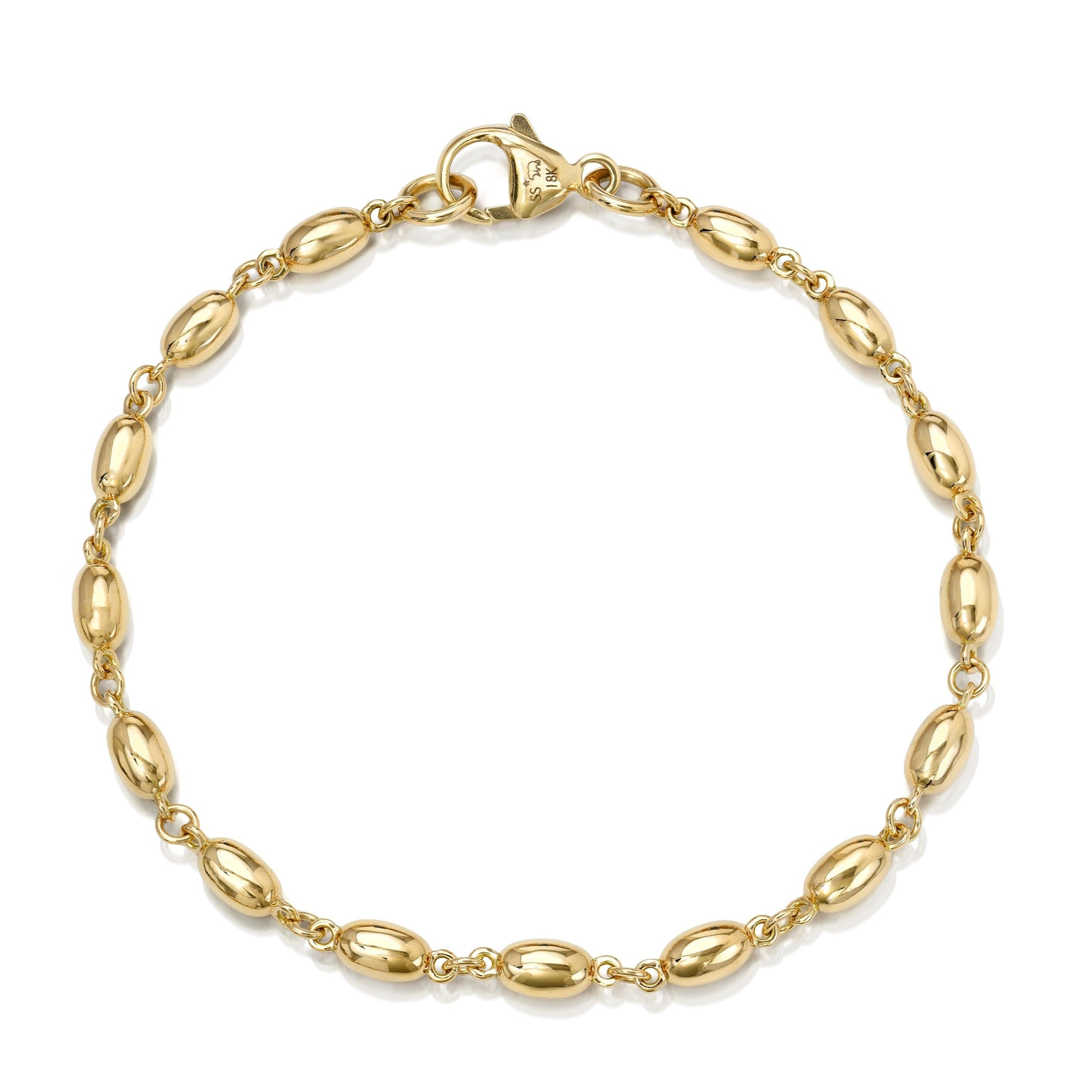 SINGLE STONE LARGE DOROTHY BRACELET featuring Handcrafted 18K yellow gold long bead bracelet.
