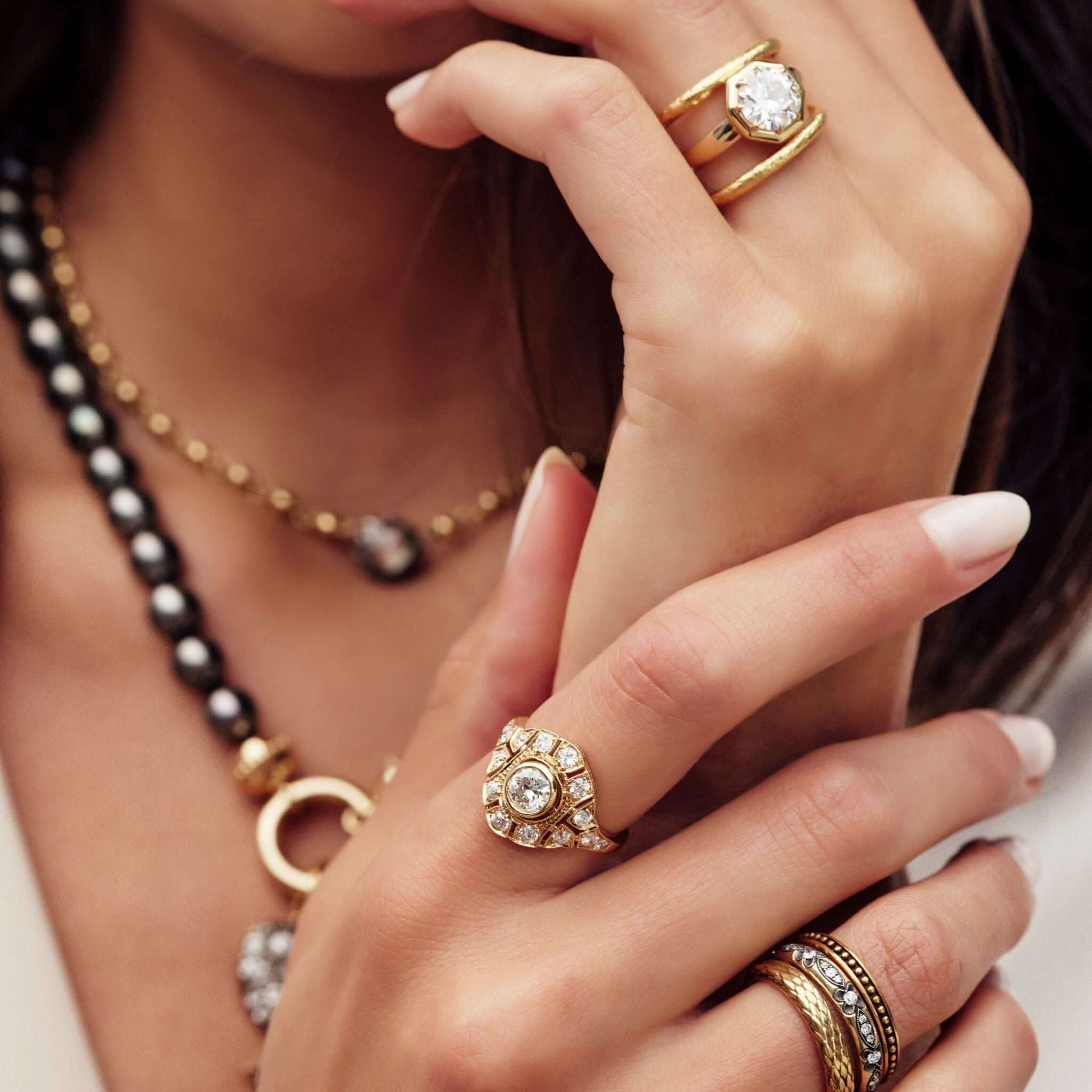 SINGLE STONE LARGE EDEN BAND | 3mm handcrafted 18K oxidized yellow gold ladies' snake scale pattern band. Please inquire for additional customization.