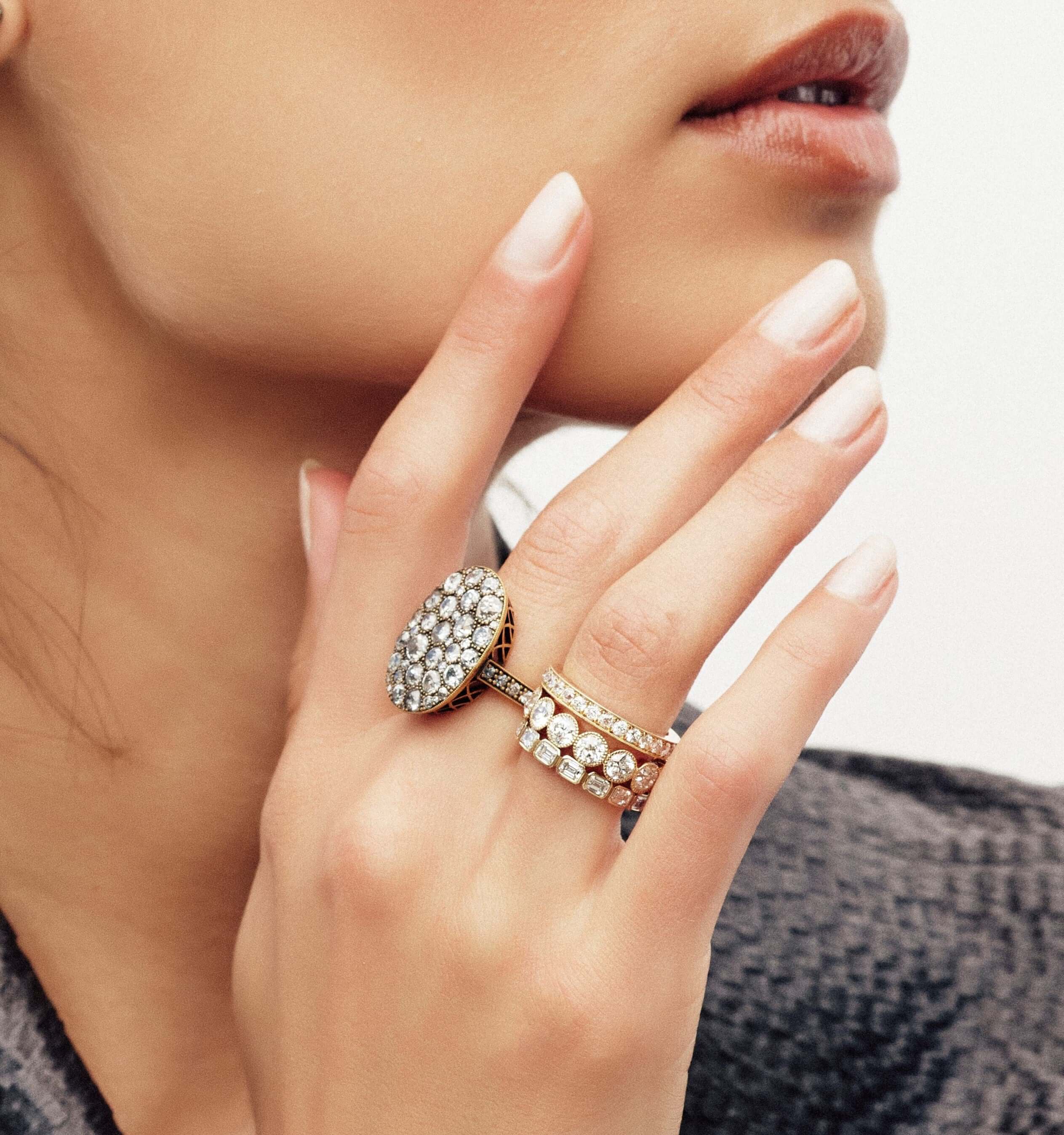 SINGLE STONE LARGE OVAL COBBLESTONE RING RING featuring Approximately 4.00ctw various old cut and round brilliant cut diamonds set in a handcrafted oxidized 18K yellow gold mounting. Price may vary according to total diamond weight. Measurements 22.5mm x