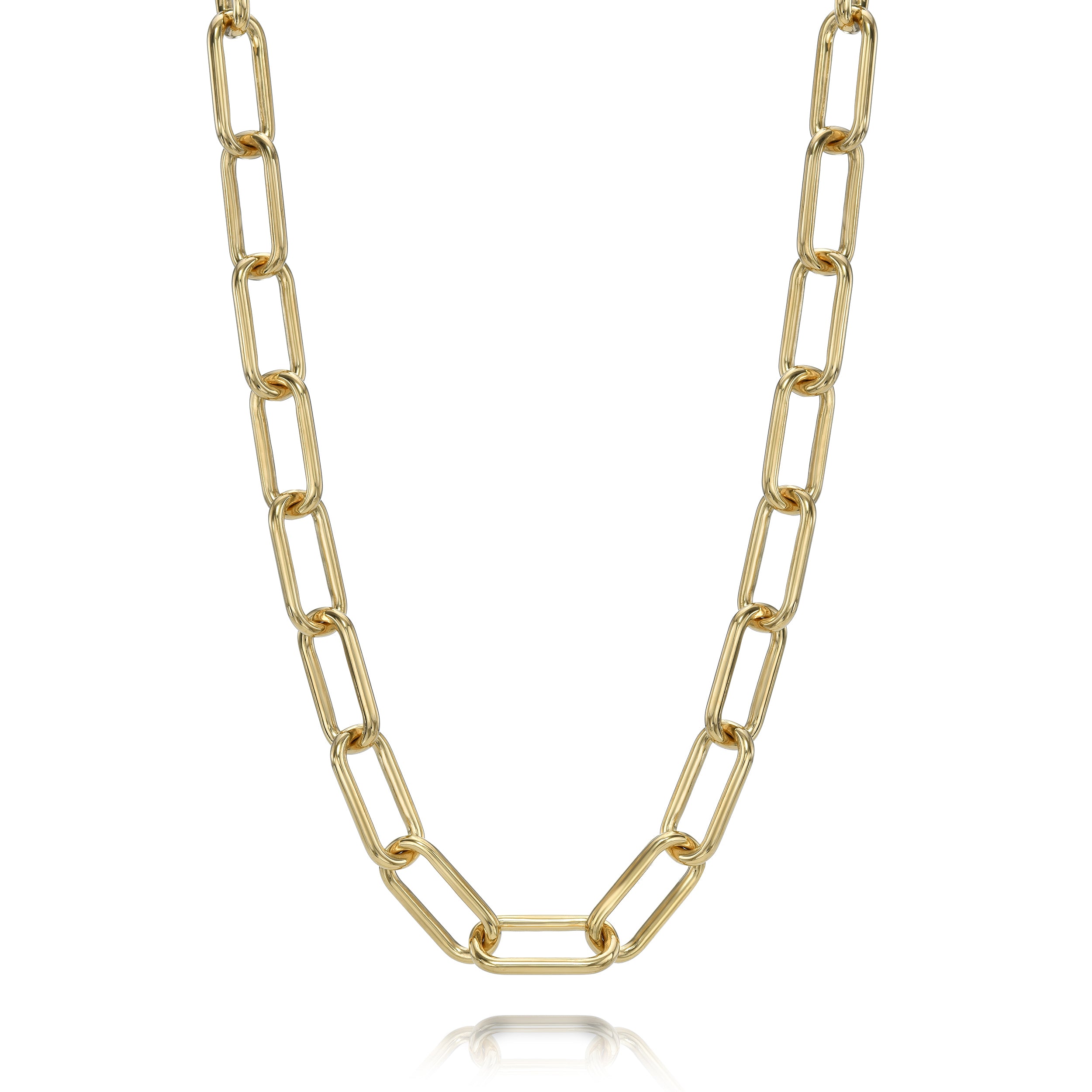 SINGLE STONE LIBBY NECKLACE featuring Handcrafted 18K yellow gold paper clip link necklace.