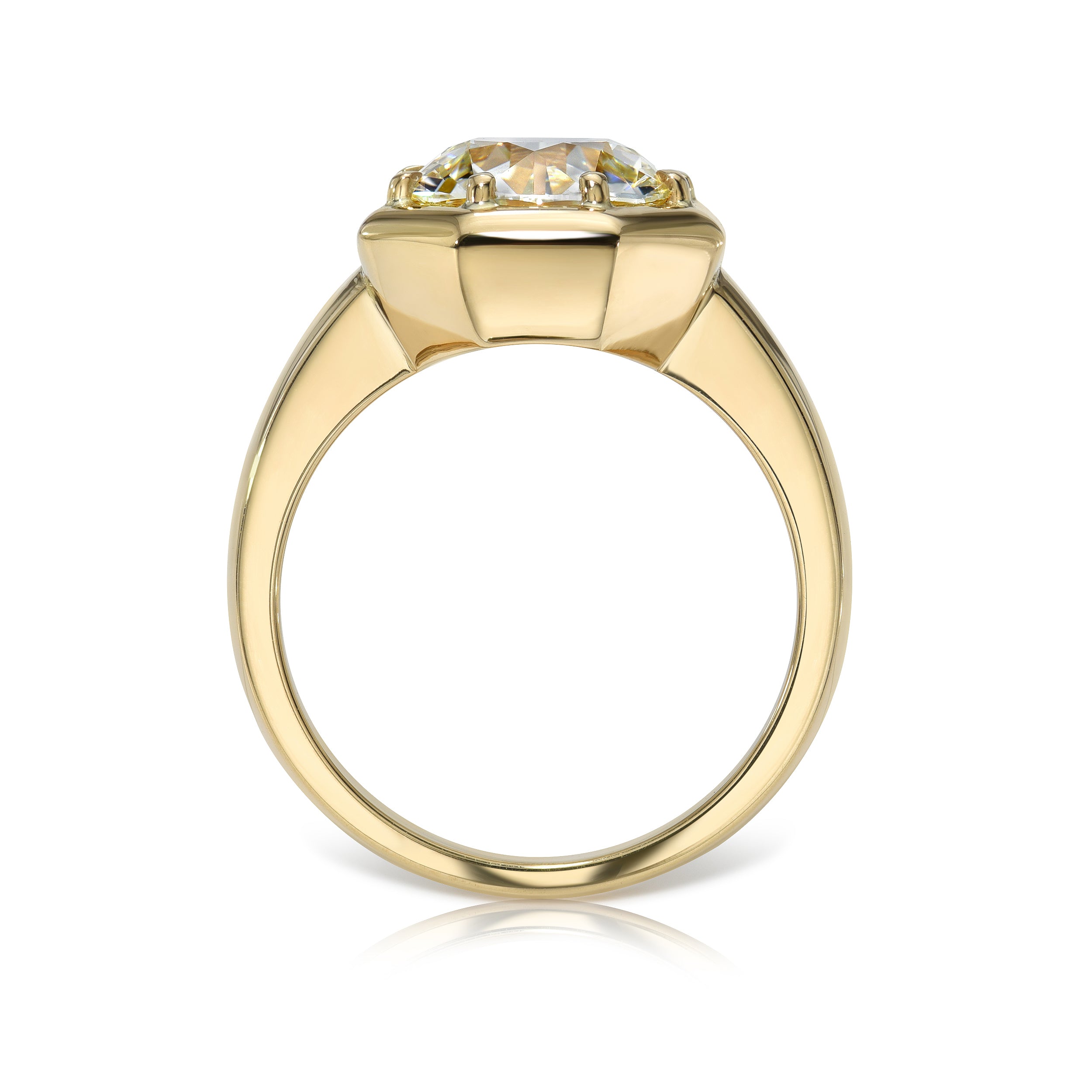 SINGLE STONE LOLA RING featuring 2.90ct L/VVS2 GIA certified old European cut diamond prong set in a handcrafted 18K yellow gold mounting.