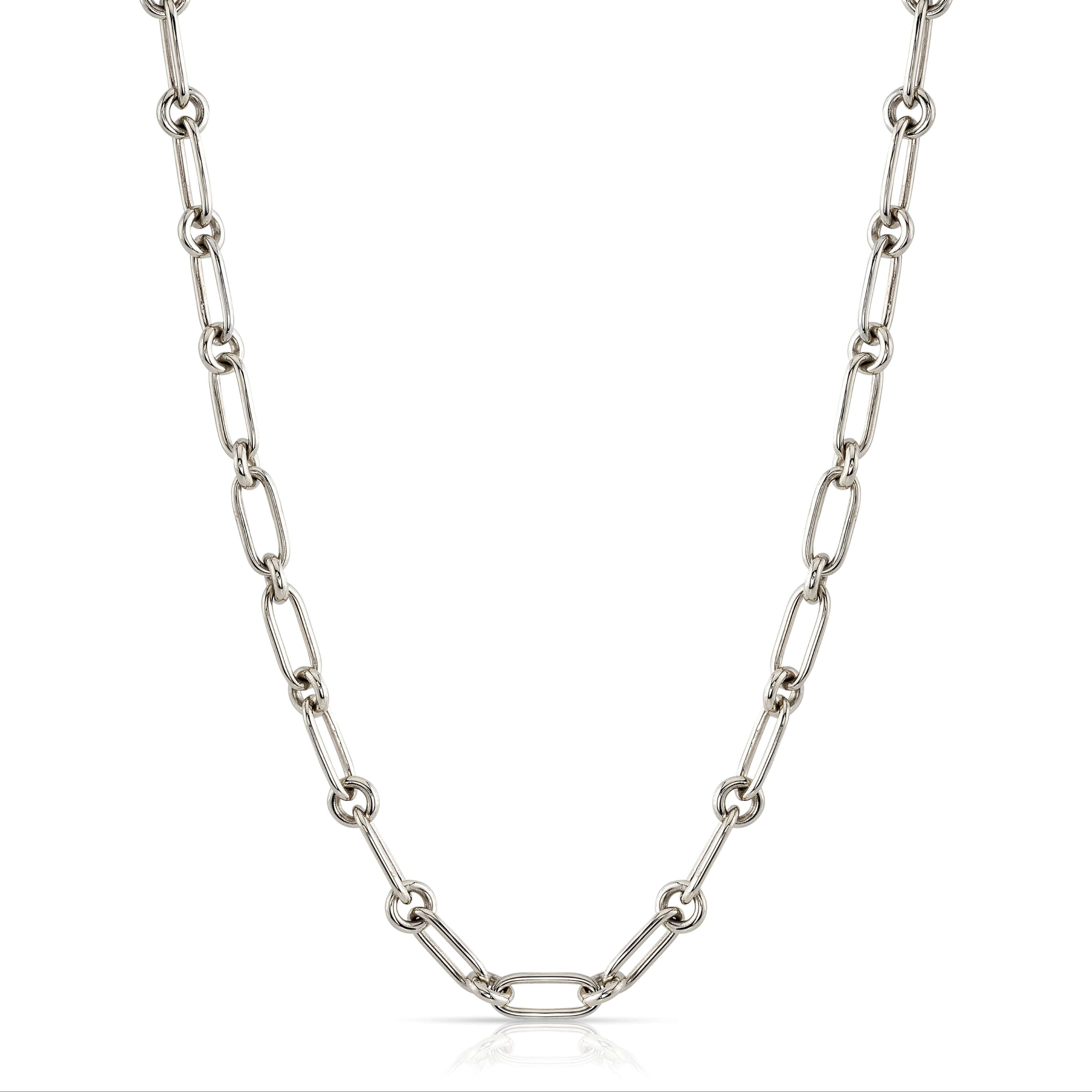 SINGLE STONE LO CHAIN featuring Handcrafted 18K gold long and round link necklace. Available in multiple lengths.