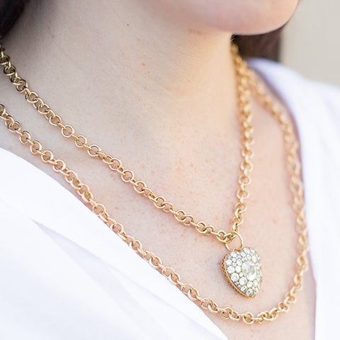 SINGLE STONE MINI CLUB CHAIN featuring Handcrafted 18K yellow gold small club chain. Chain shown measures 27". Price does not include charms.