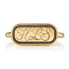 SINGLE STONE MILO RING featuring Vintage inspired 18K gold bar ring. A modern take on the classic signet ring. Make it personal! Price includes monogrammed engraving of up to three letters in any of the styles shown above - please be sure to specify befor