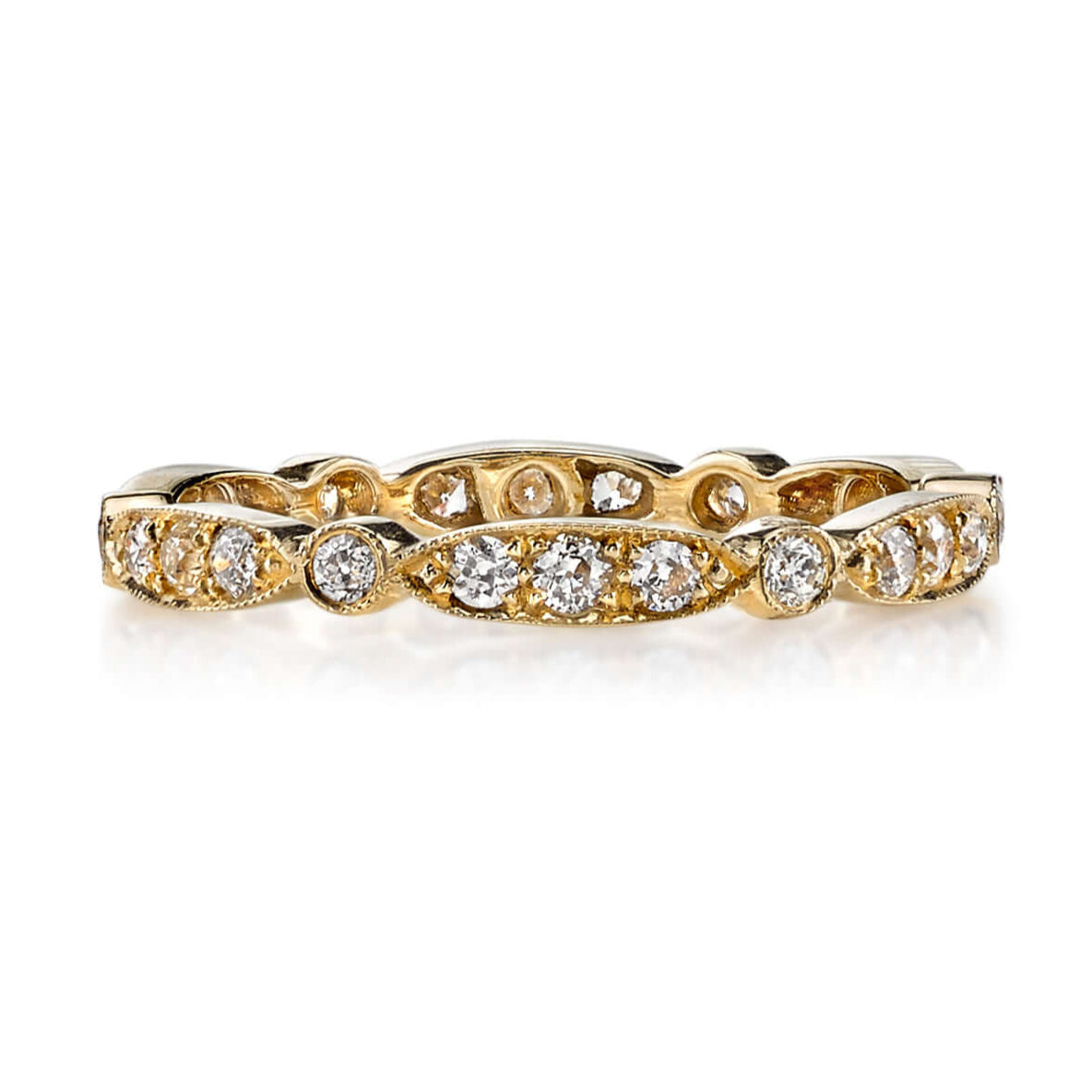 SINGLE STONE SADIE BAND | Approximately 0.50ctw G-H/VS old European cut diamonds set in a handcrafted eternity band. Approximate band with 2.5mm. Please inquire for additional customization.