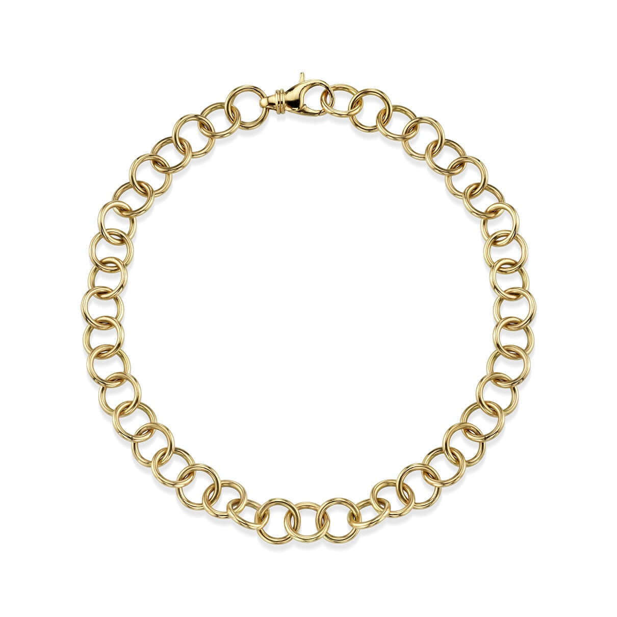 SINGLE STONE CLUB NECKLACE featuring Handcrafted 18K yellow gold link necklace. Charms sold separately. Available in 16" or 17" lengths.