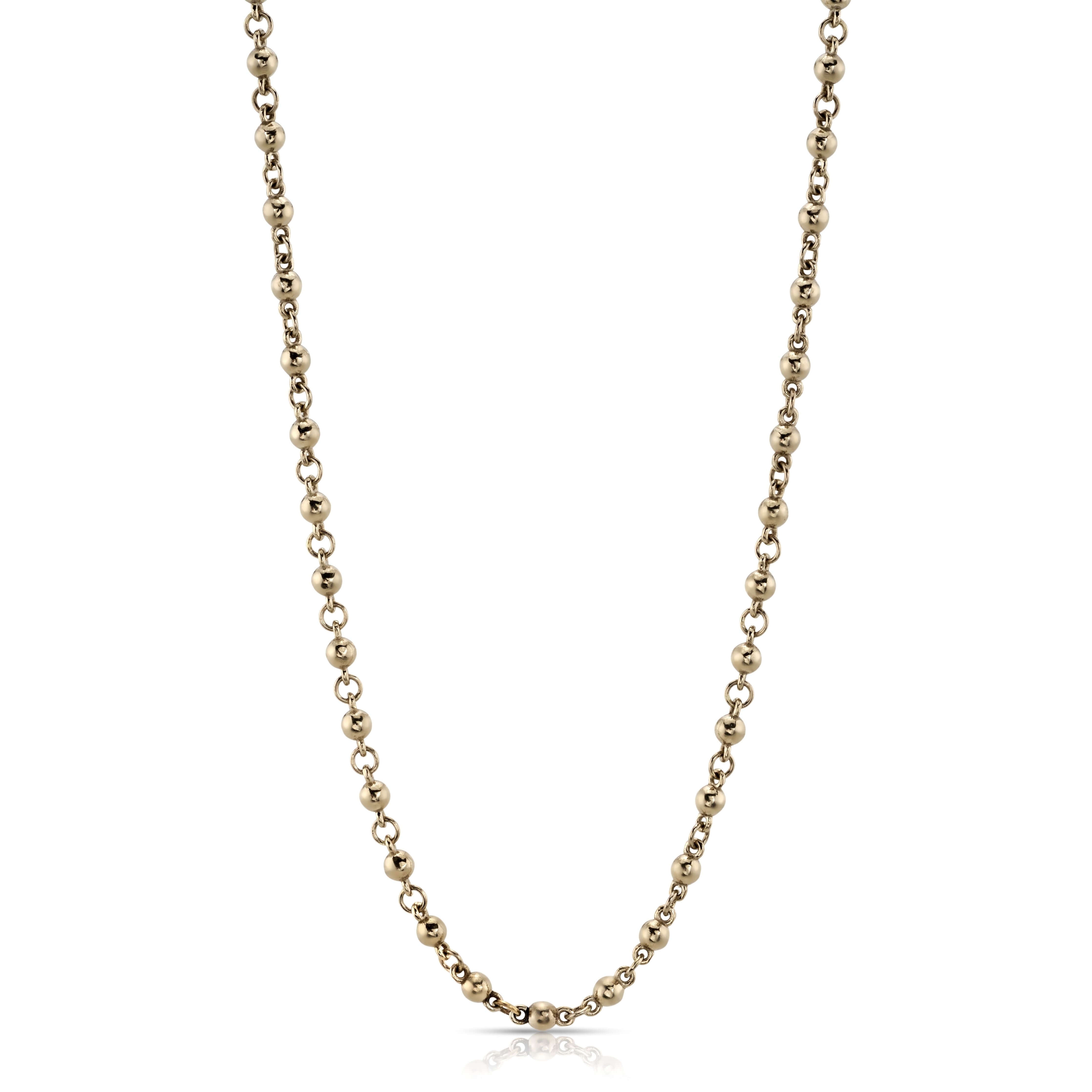 SINGLE STONE ROSARY CHAIN featuring Handcrafted 18K gold round ball chain. Available from 16" to 27". Length shown is 18". Charms sold separately.