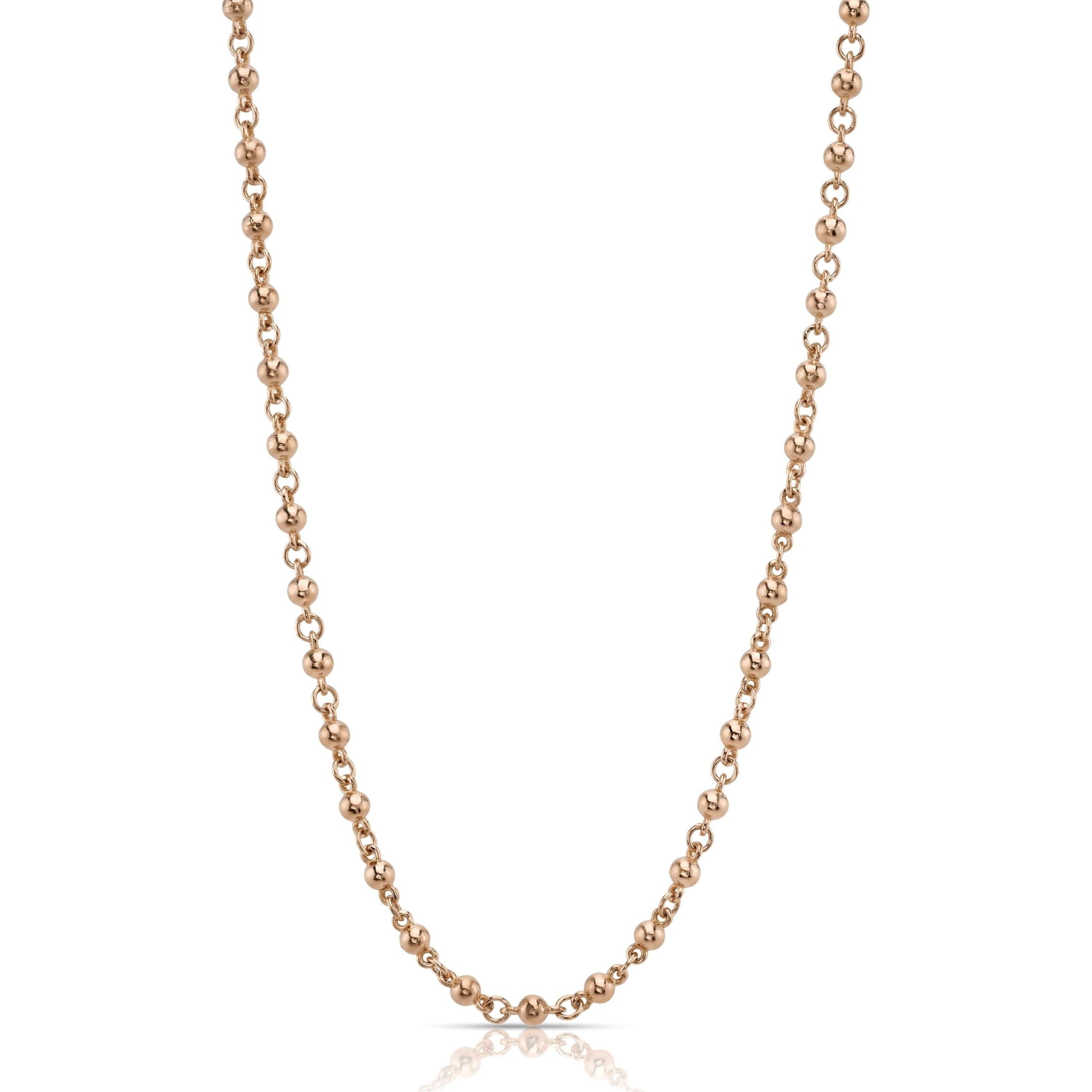 SINGLE STONE ROSARY CHAIN featuring Handcrafted 18K gold round ball chain. Available from 16" to 27". Length shown is 18". Charms sold separately.