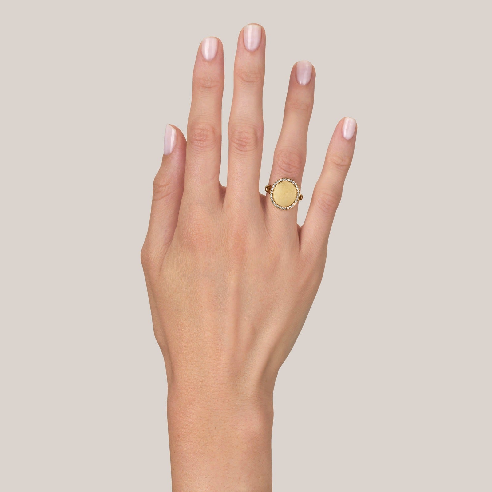 SINGLE STONE PAXTON RING featuring Vintage inspired 18K yellow gold signet ring with an approximately 0.20ctw old European cut diamond surround frame. Make it personal! Price includes monogrammed engraving of up to three letters in any of the styles shown