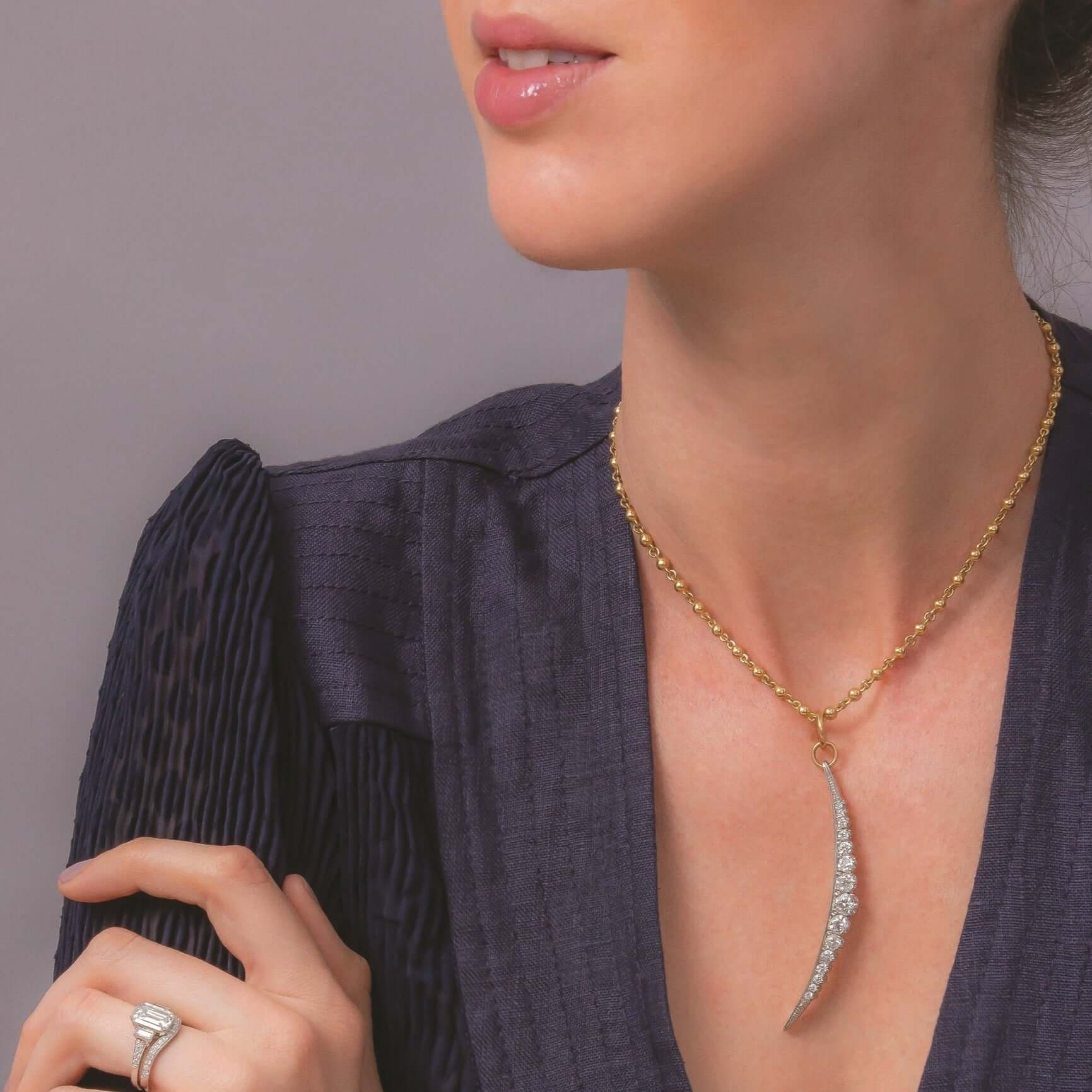 SINGLE STONE ROSARY CHAIN featuring Handcrafted 18K gold round ball chain. Available from 16" to 27". Length shown is 18". Charms sold separately.