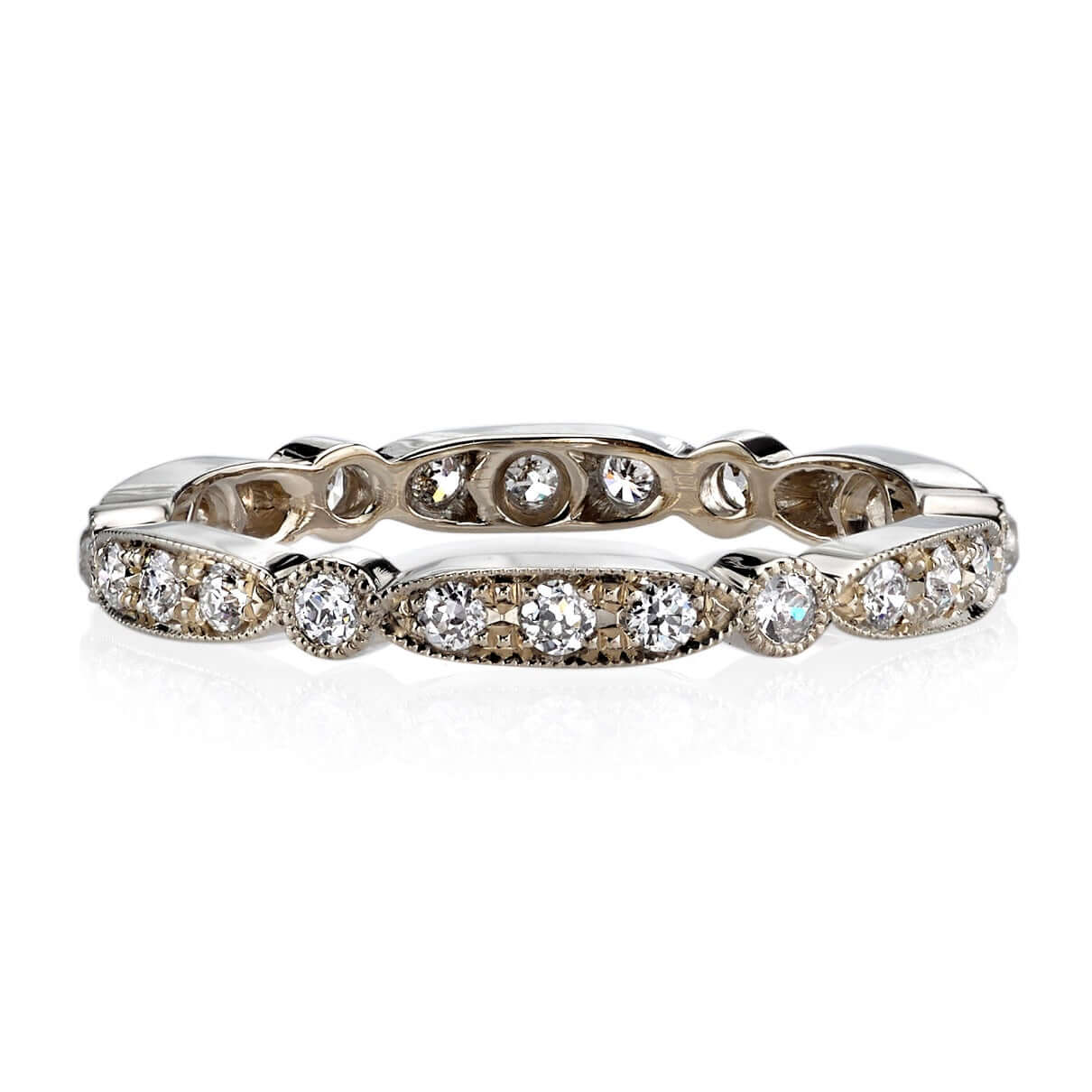 SINGLE STONE SADIE BAND | Approximately 0.50ctw G-H/VS old European cut diamonds set in a handcrafted eternity band. Approximate band with 2.5mm. Please inquire for additional customization.