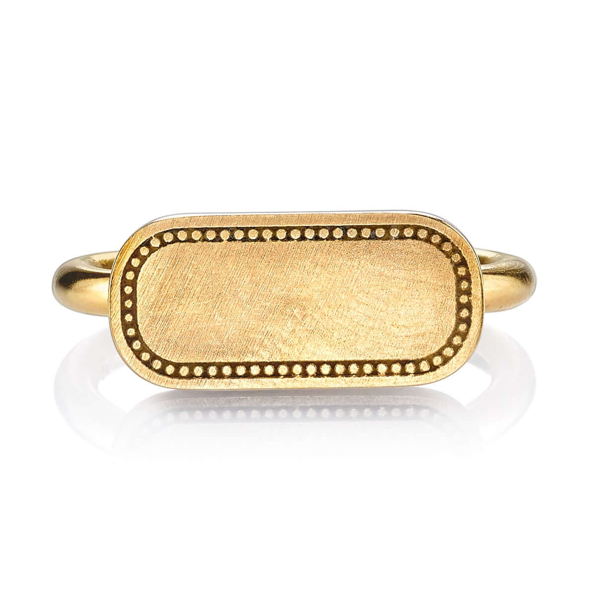 SINGLE STONE MILO RING featuring Vintage inspired 18K gold bar ring. A modern take on the classic signet ring. Make it personal! Price includes monogrammed engraving of up to three letters in any of the styles shown above - please be sure to specify befor