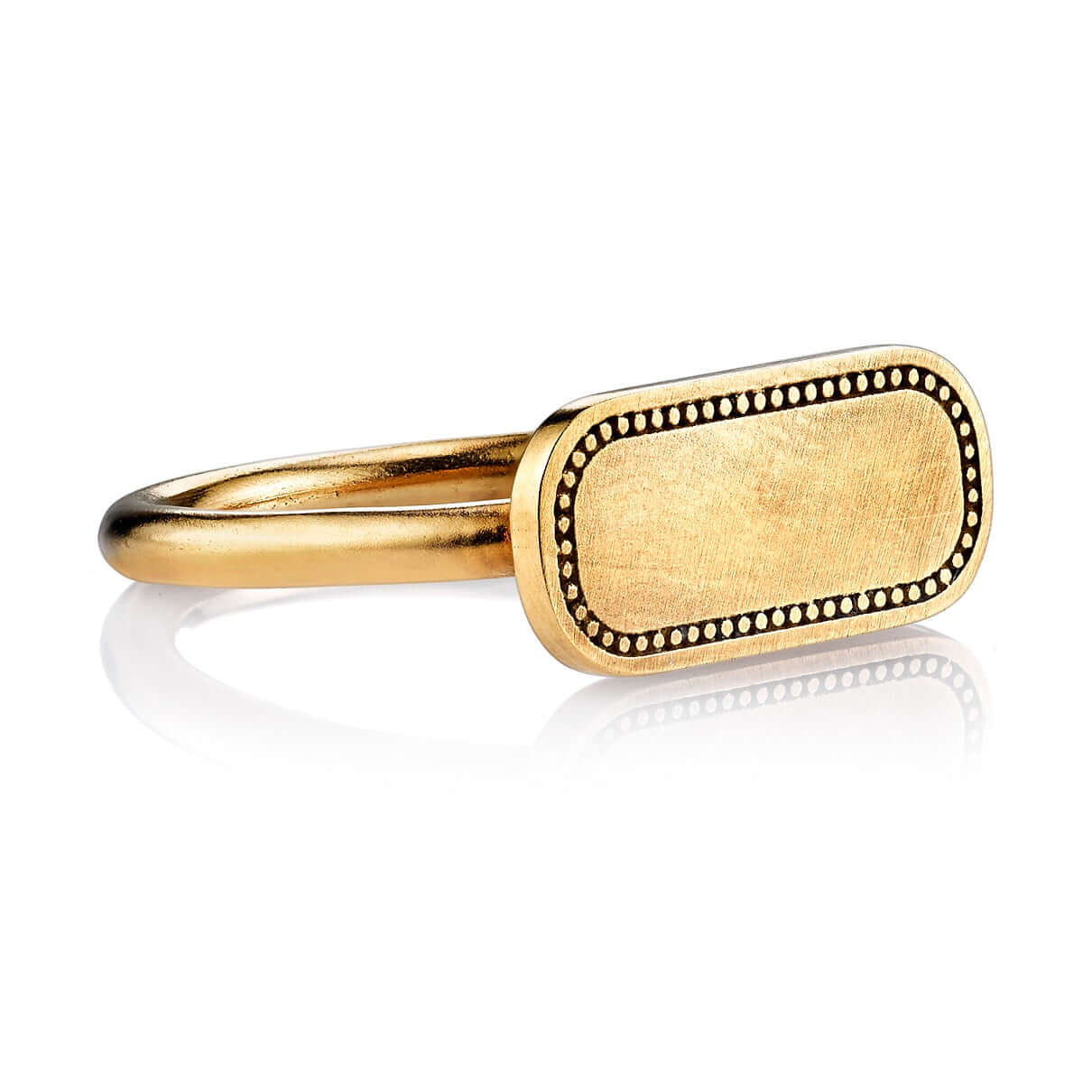 SINGLE STONE MILO RING featuring Vintage inspired 18K gold bar ring. A modern take on the classic signet ring. Make it personal! Price includes monogrammed engraving of up to three letters in any of the styles shown above - please be sure to specify befor