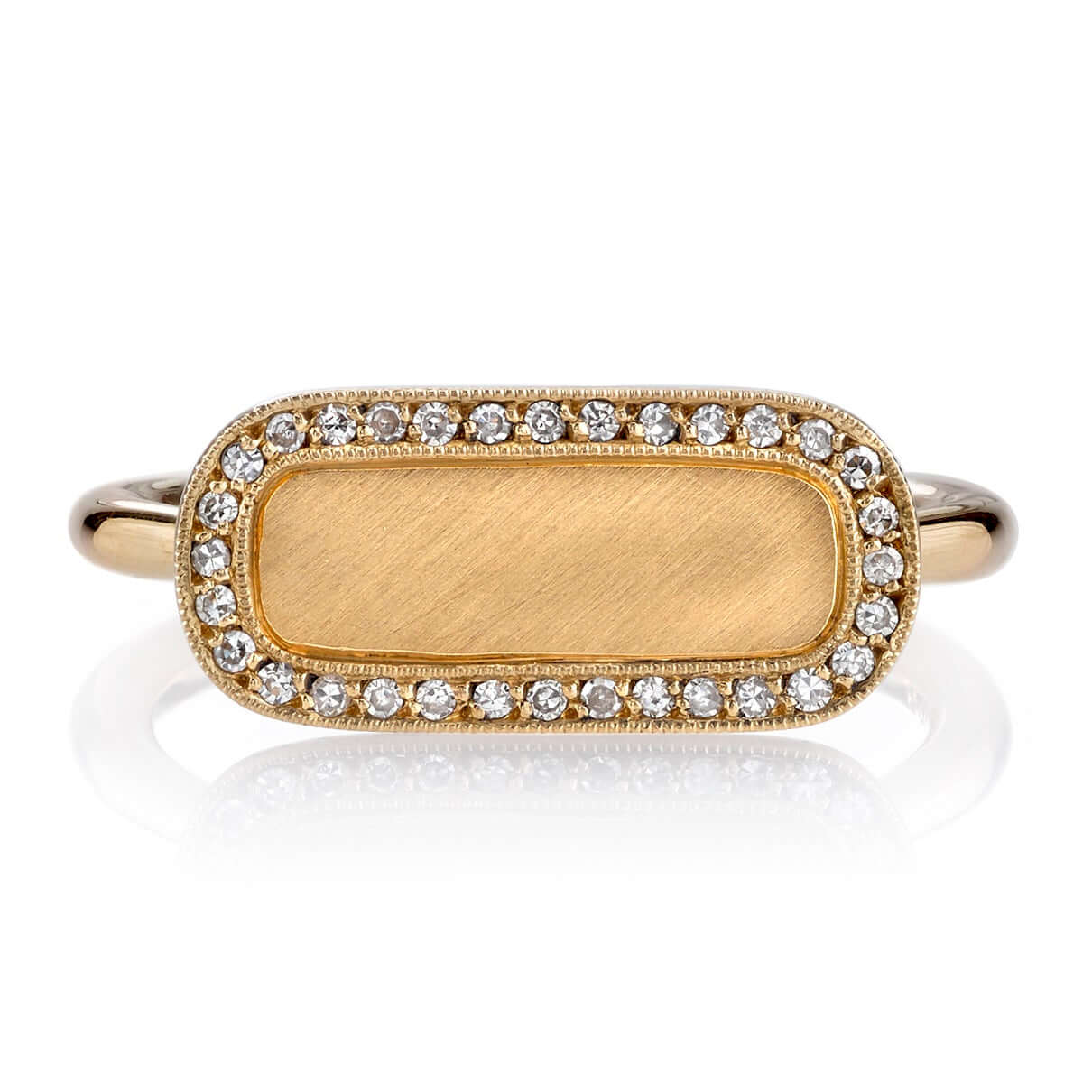 SINGLE STONE MILO RING featuring Vintage inspired 18K gold bar ring. A modern take on the classic signet ring. Make it personal! Price includes monogrammed engraving of up to three letters in any of the styles shown above - please be sure to specify befor