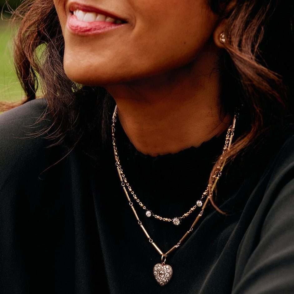 SINGLE STONE LEDA NECKLACE featuring Handcrafted 18K yellow gold cylindrical link necklace. Available in 17" and 22.5" lengths.