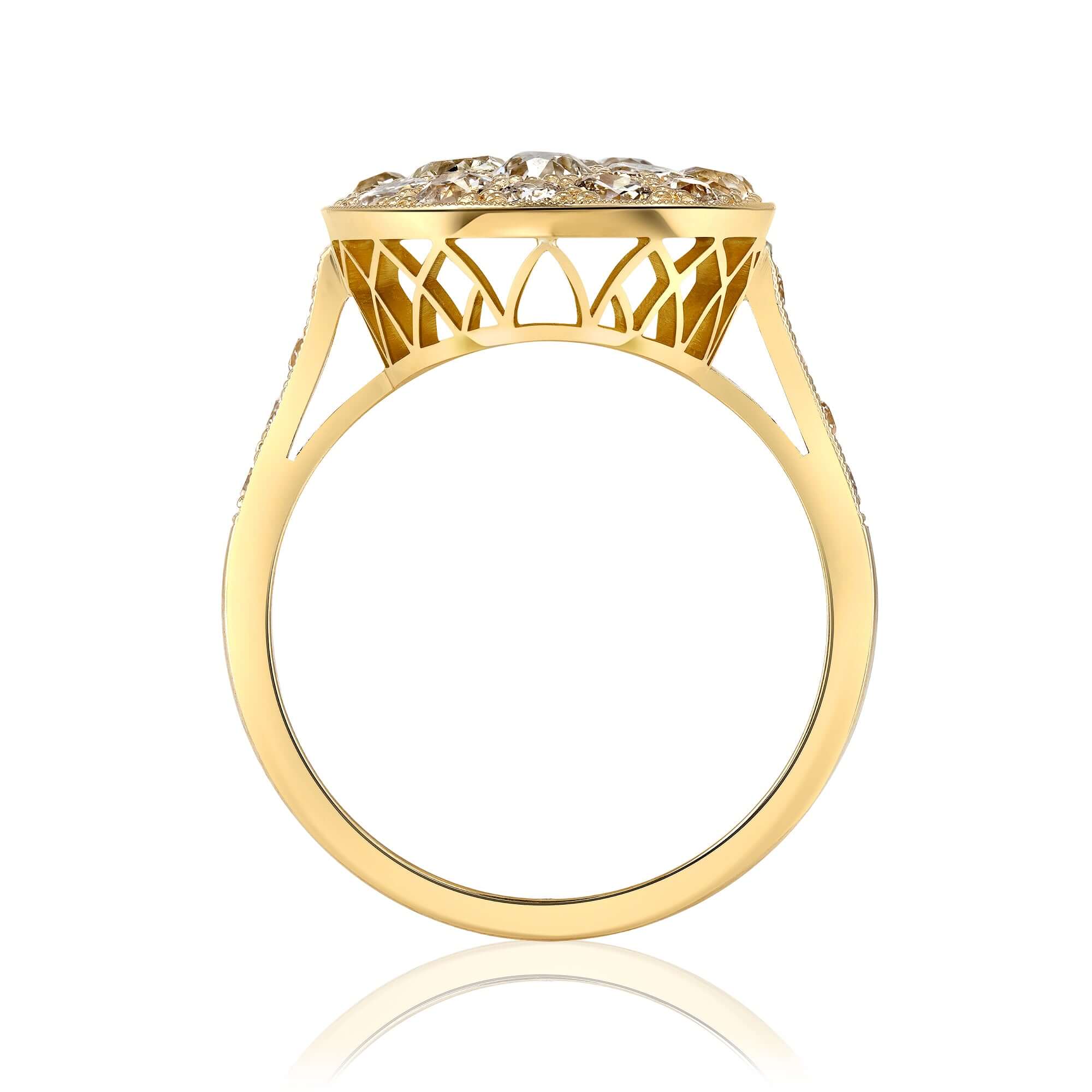 SINGLE STONE SMALL OVAL COBBLESTONE RING RING featuring Approximately 2.20ctw various old cut and round brilliant cut diamonds set in a handcrafted 18K yellow gold mounting. Available in a polished or oxidized finish. Prices may vary according to total di