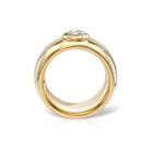 SINGLE STONE ADRINA RING featuring 1.00ct J/SI2 GIA certified old European cut diamond bezel set in a handcrafted 18K yellow gold wide dome mounting.