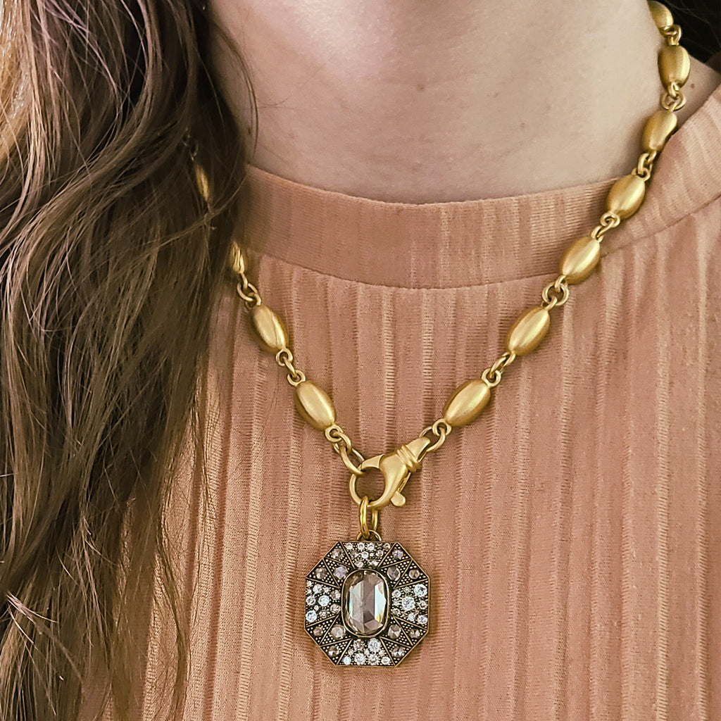 Single Stone's DOROTHY LUXE NECKLACE  featuring Handcrafted 18K yellow gold large oval bead necklace.
