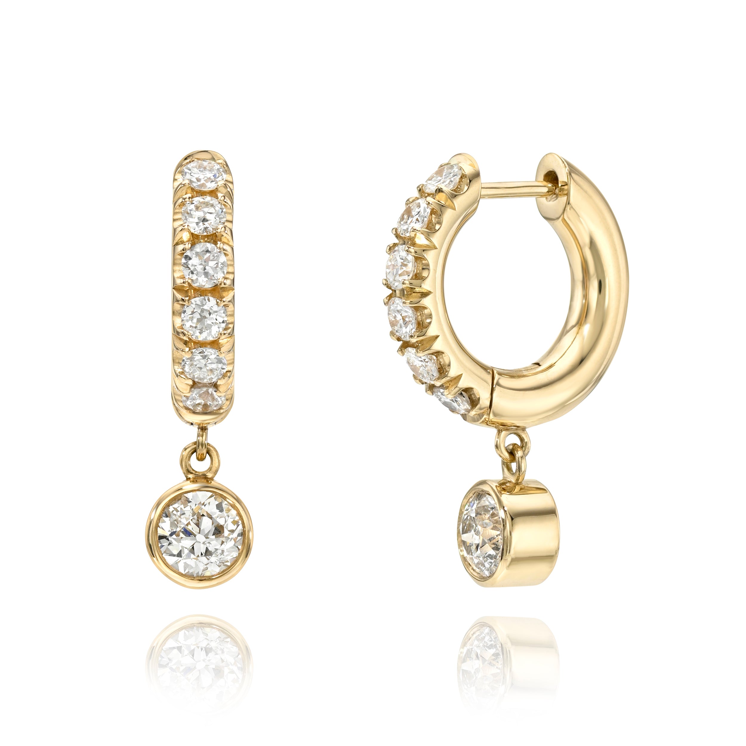 14k Gold Diamond Drop Huggies LEDA DROP HUGGIES SINGLE STONE