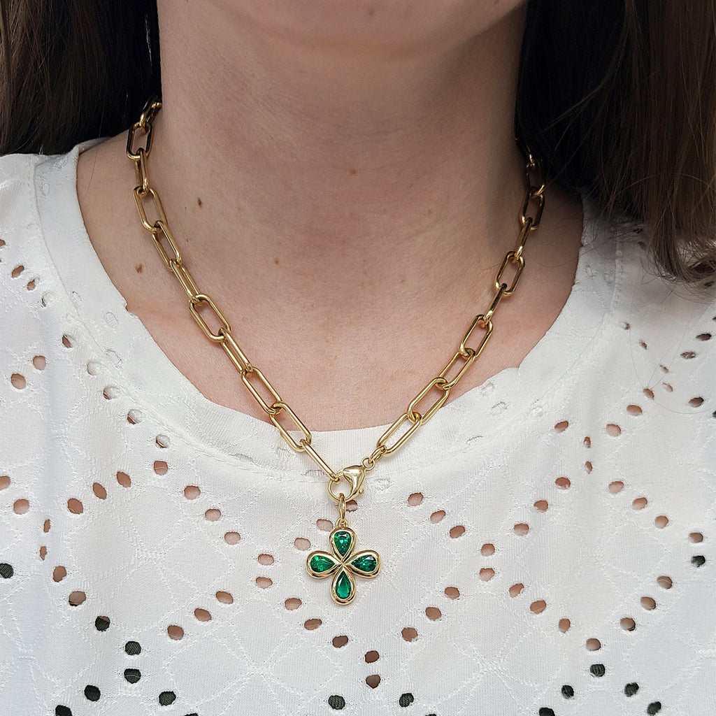 Single Stone's LIBBY NECKLACE  featuring Handcrafted 18K yellow gold paper clip link necklace.
